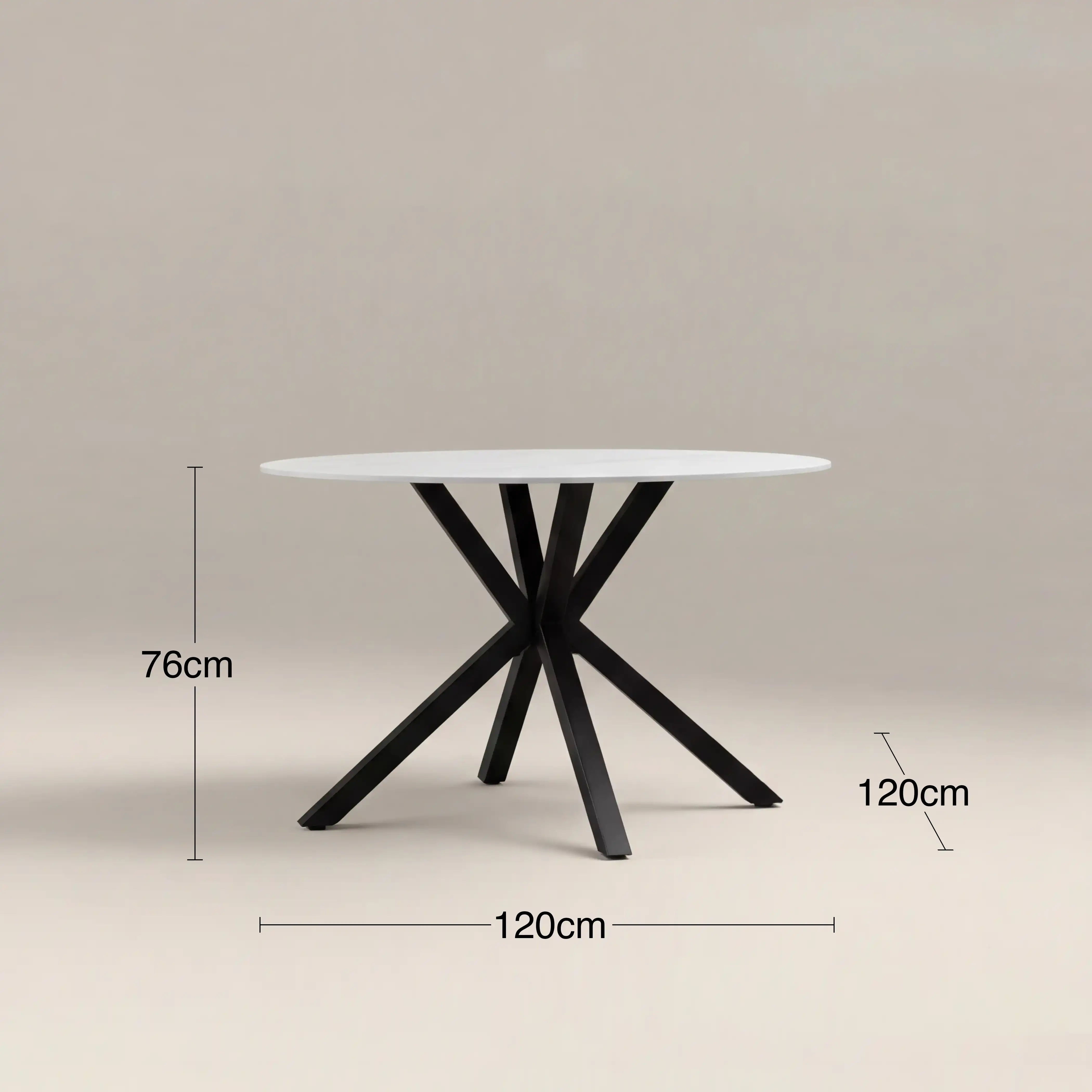 Sawyer 4 Seat Round Dining Table | White Ceramic & Black - Image 5