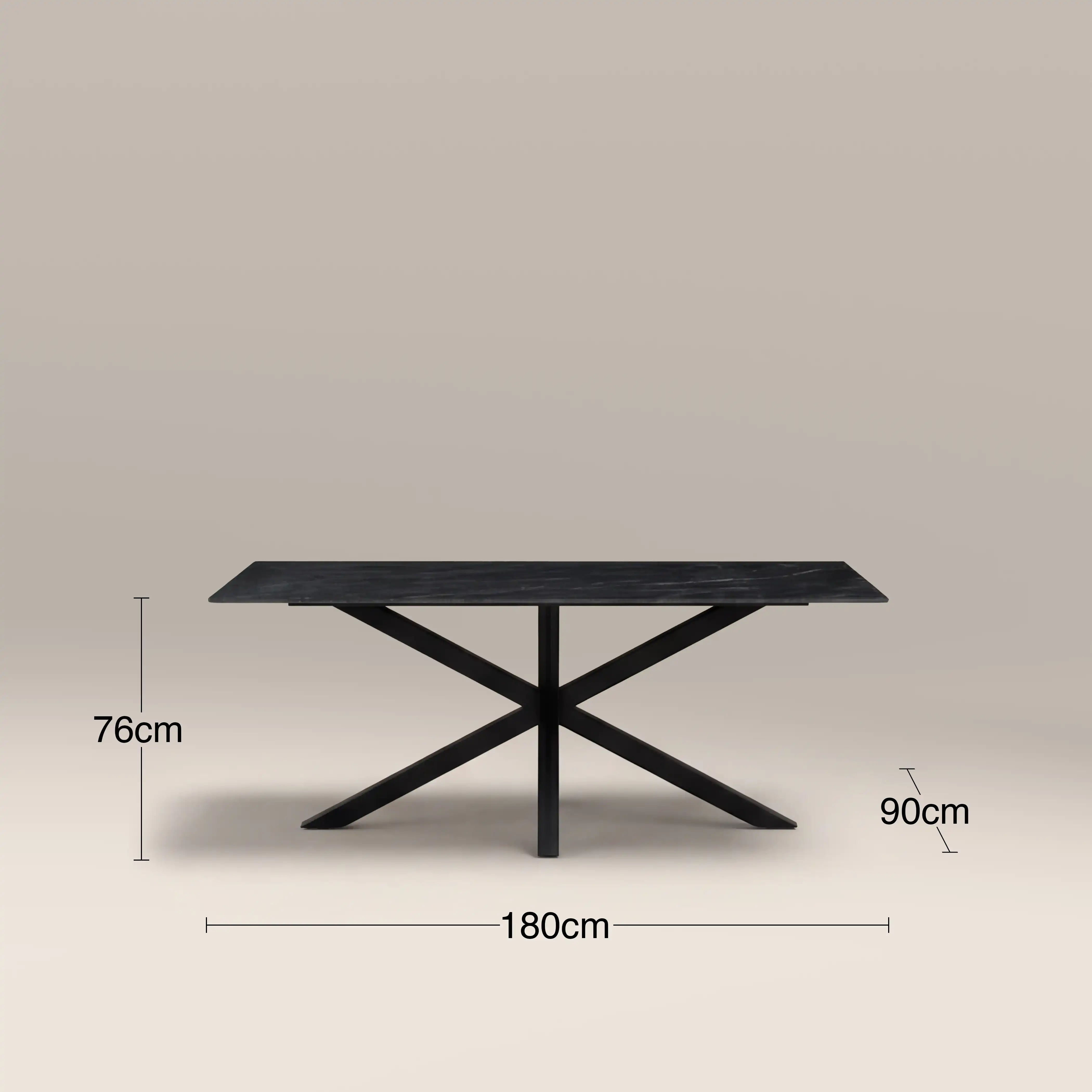 Sawyer 6 Seat Rectangle Dining Table | Black Ceramic & Black - Image 7