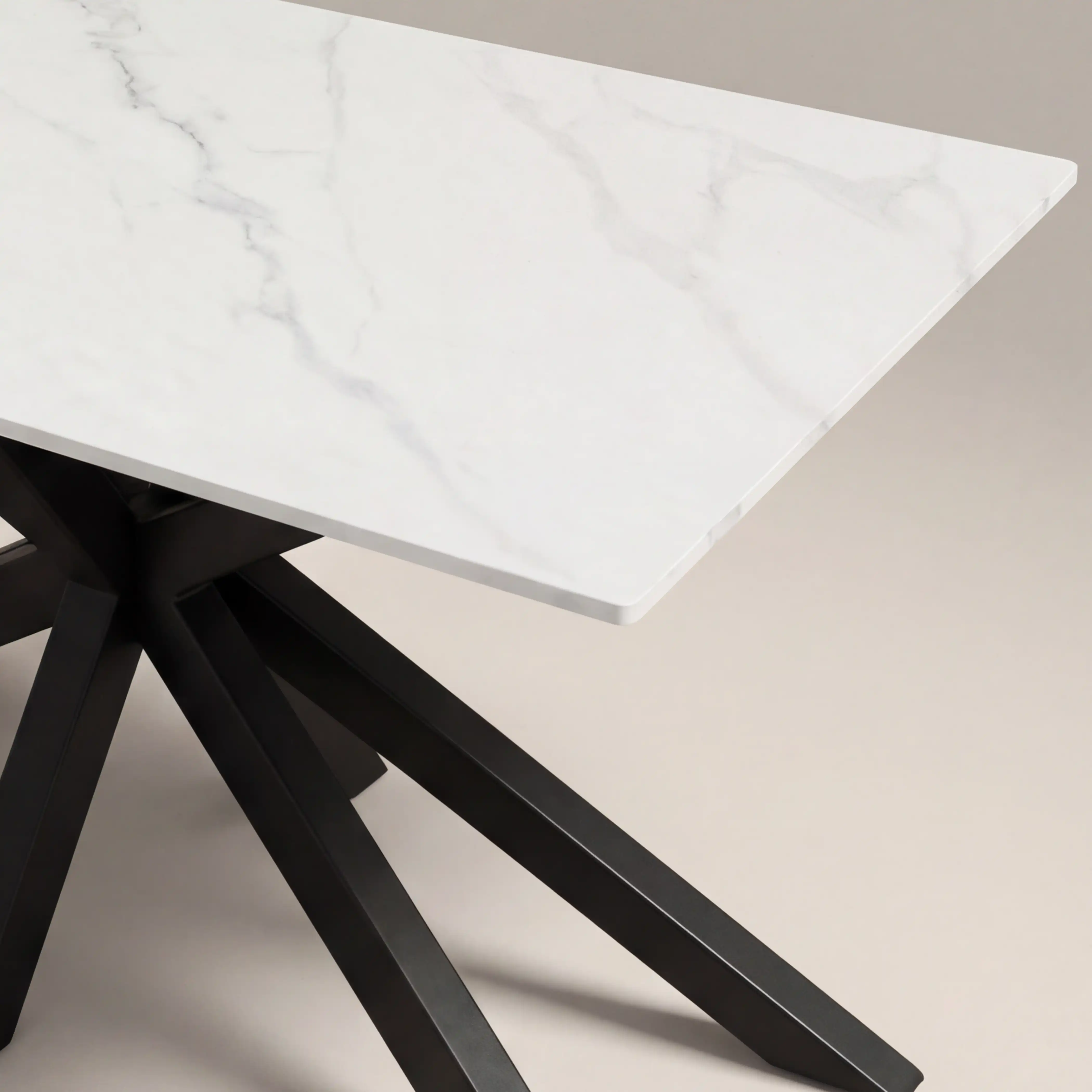 Sawyer 6 Seat Rectangle Dining Table | White Ceramic & Black - Image 4