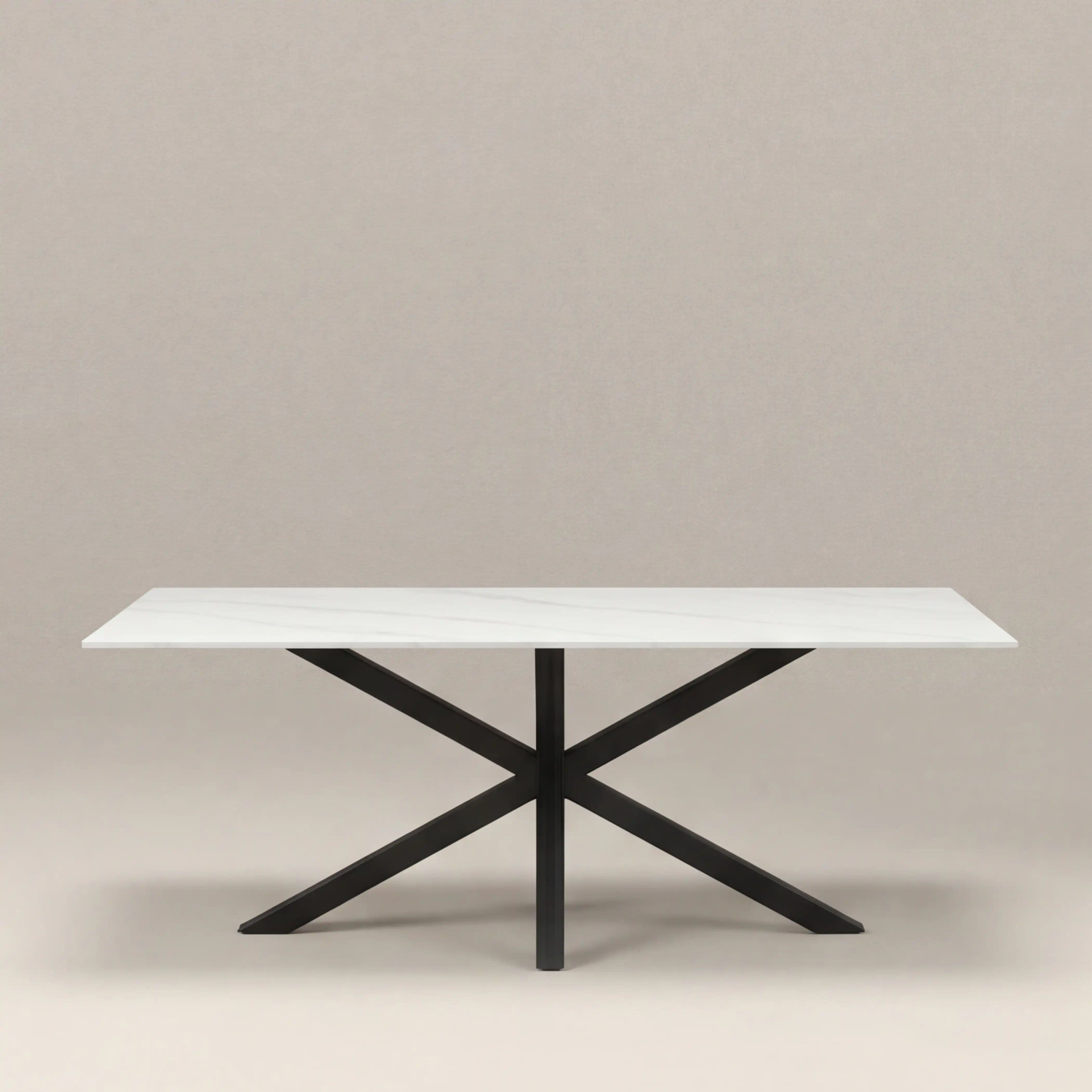 Sawyer 8 Seat Rectangle Dining Table | White Ceramic & Black