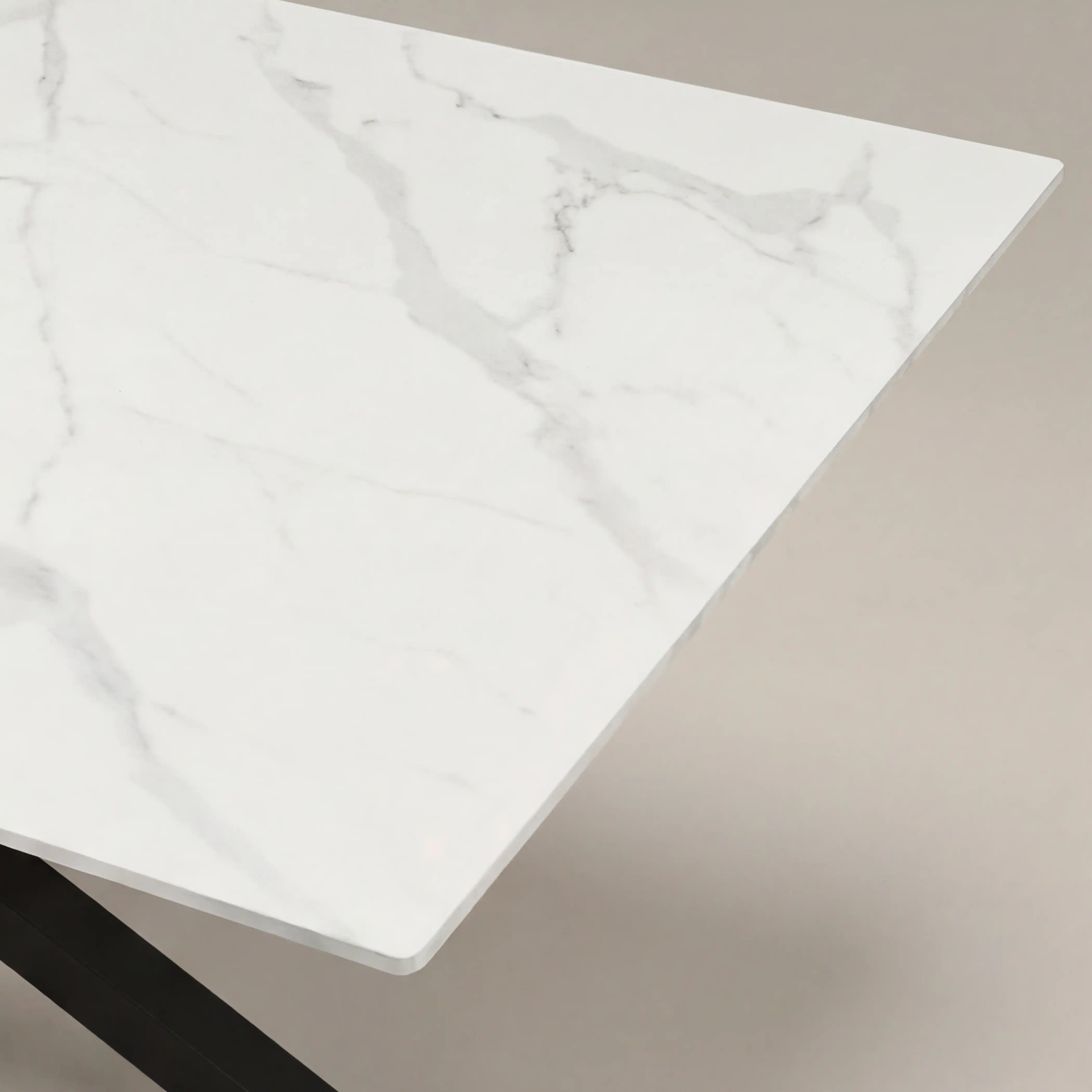 Sawyer 8 Seat Rectangle Dining Table | White Ceramic & Black - Image 4