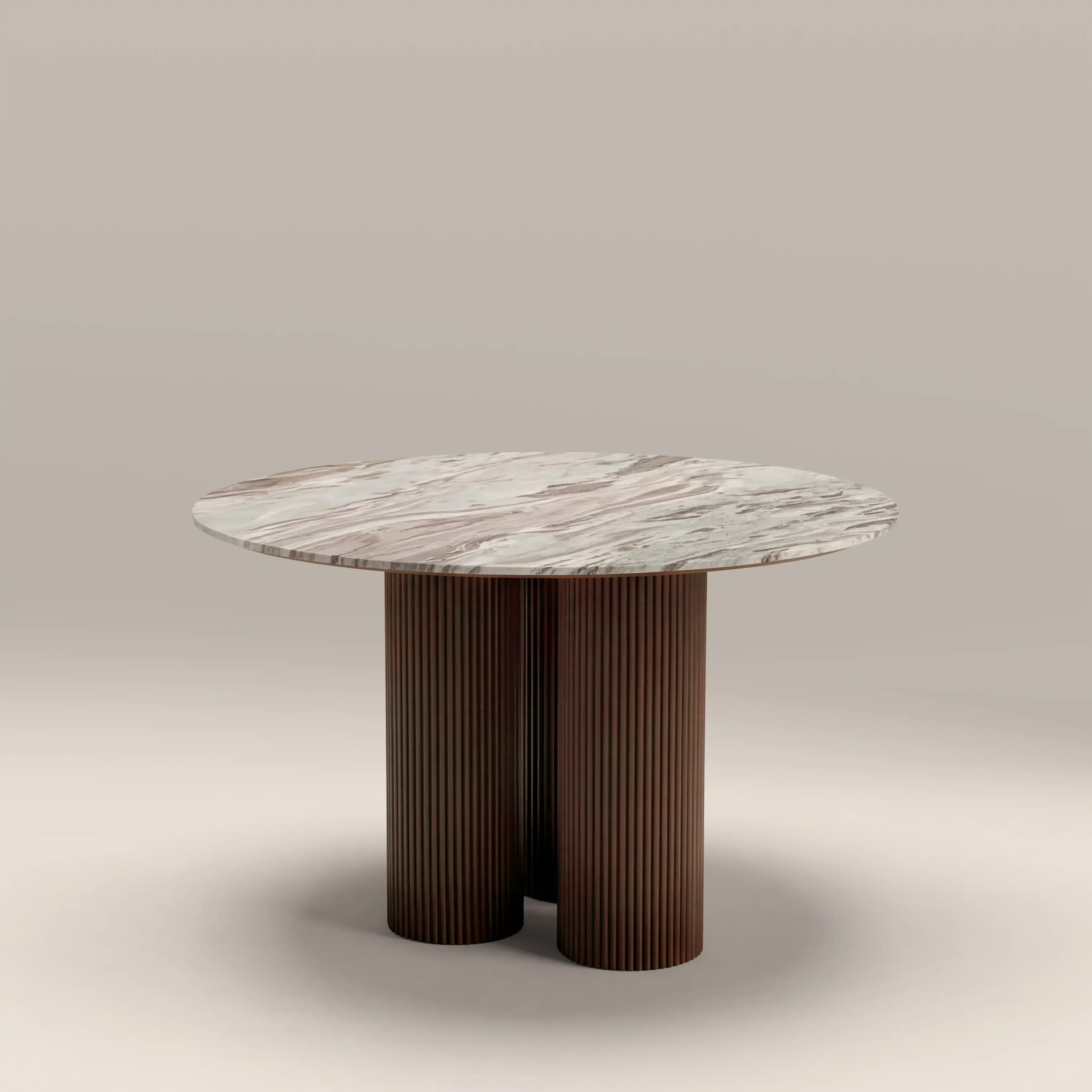 Skylar 4 Seat Round Dining Table | Fantasy Brown Marble & Walnut - Image 3