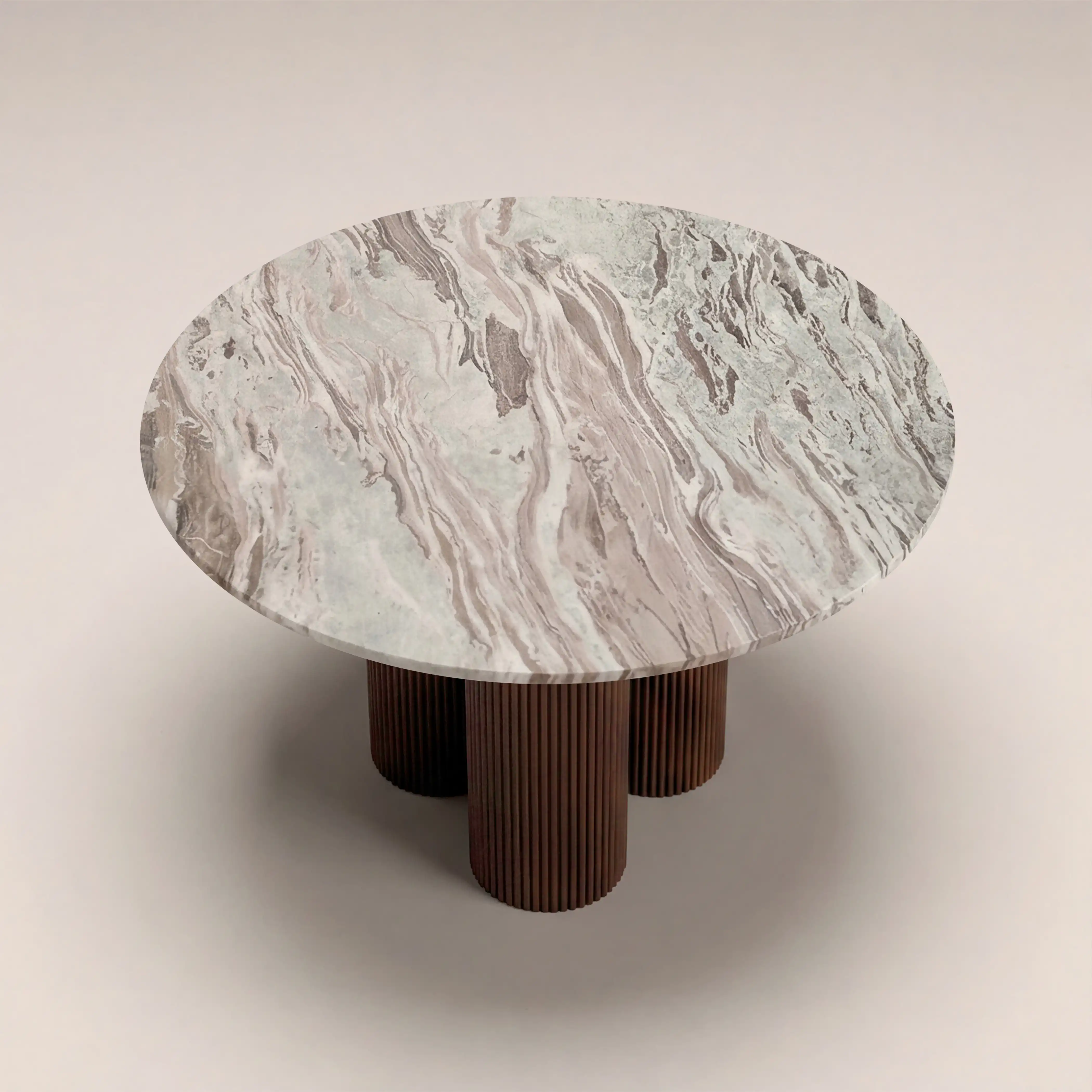 Skylar 4 Seat Round Dining Table | Fantasy Brown Marble & Walnut - Image 4