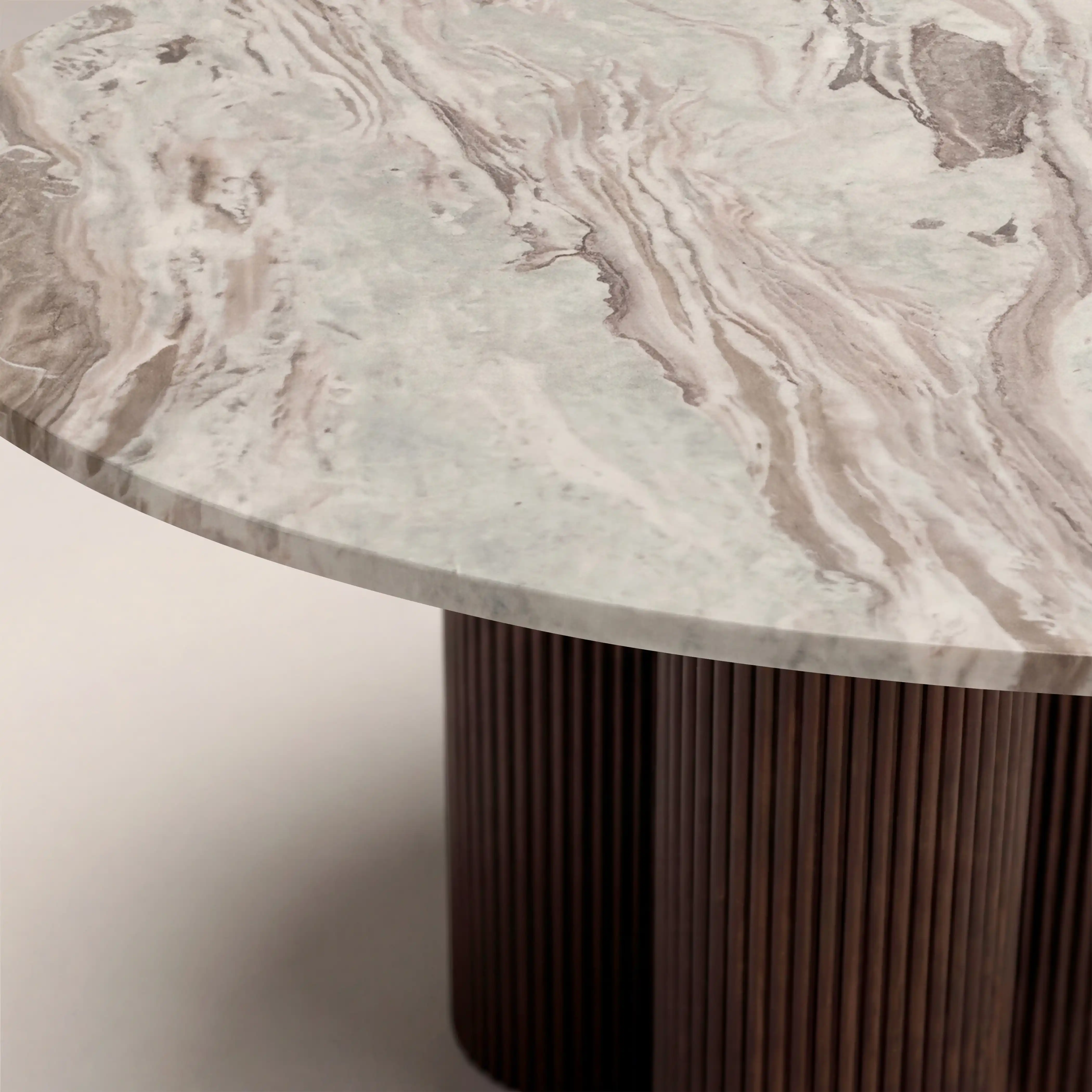 Skylar 4 Seat Round Dining Table | Fantasy Brown Marble & Walnut - Image 5