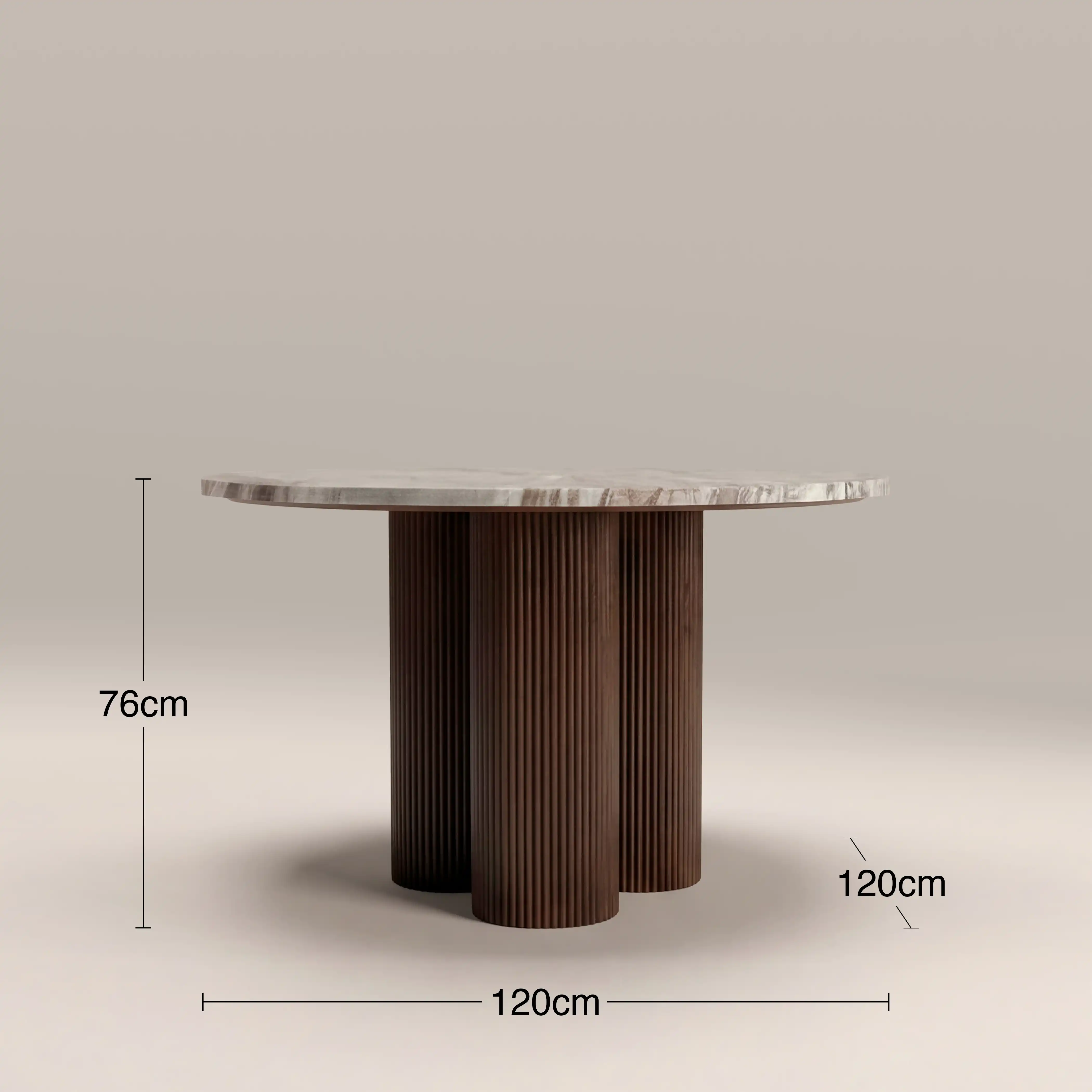 Skylar 4 Seat Round Dining Table | Fantasy Brown Marble & Walnut - Image 6