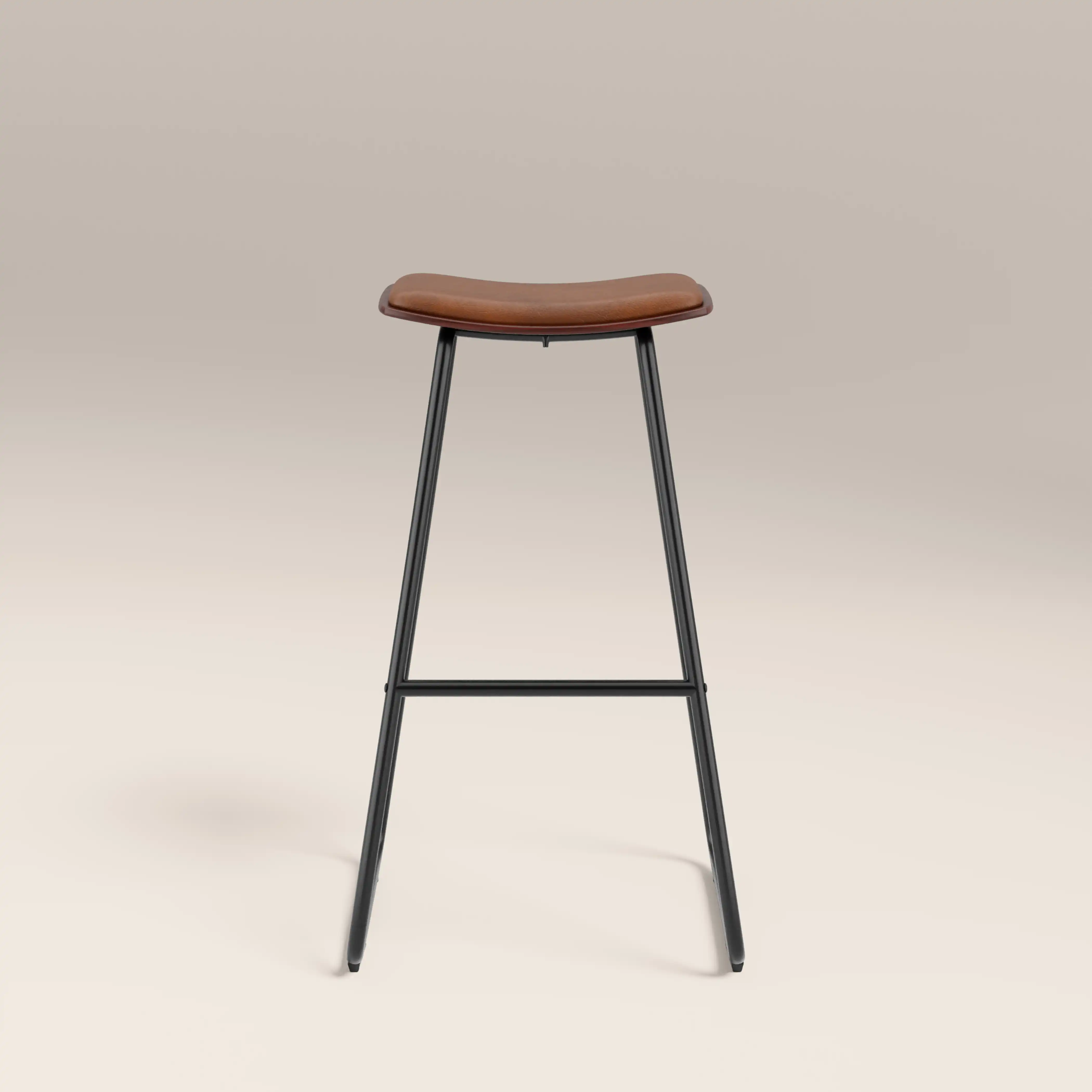 Slade Bar Stool | Vintage Tan Faux Leather & Black - Image 3