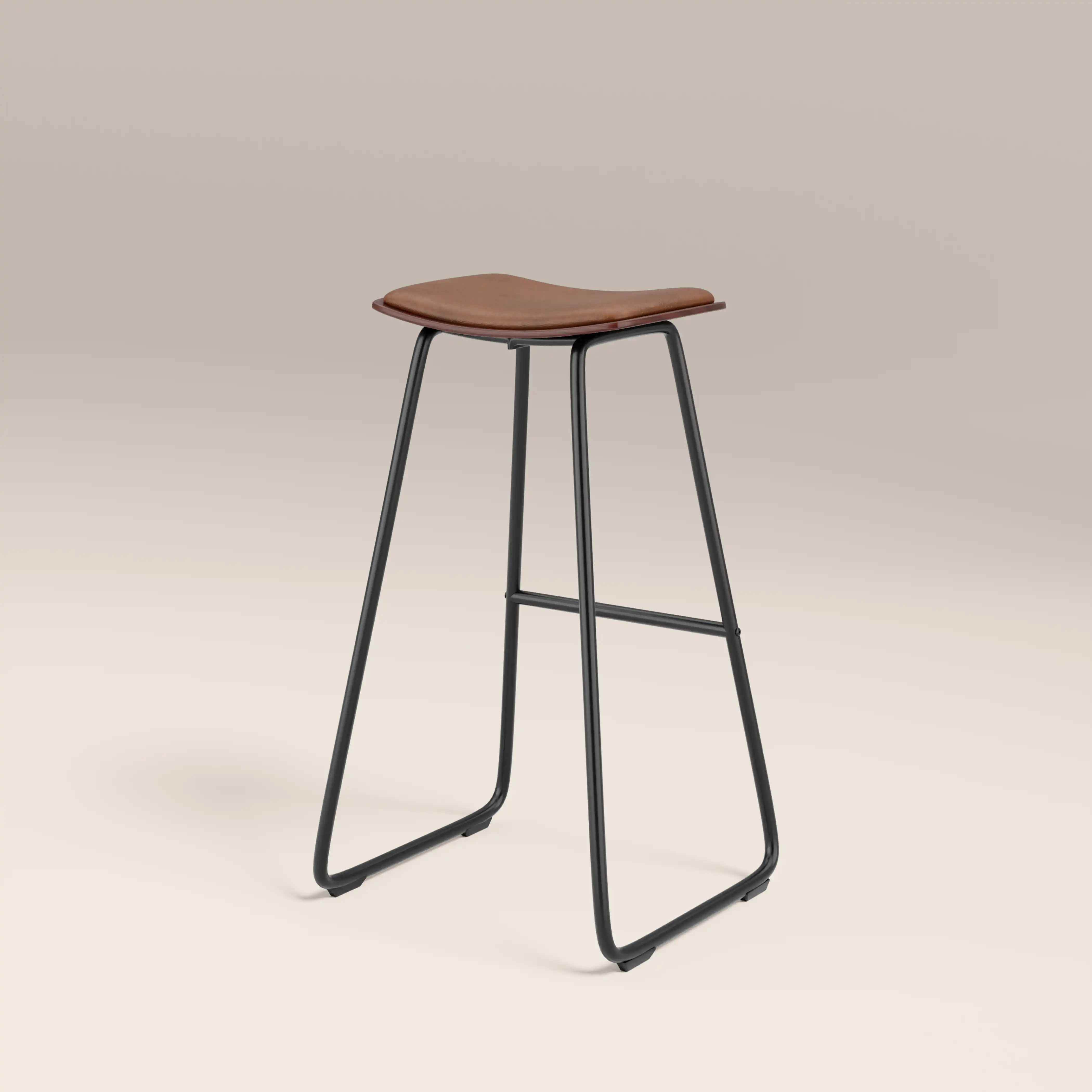Slade Bar Stool | Vintage Tan Faux Leather & Black - Image 7