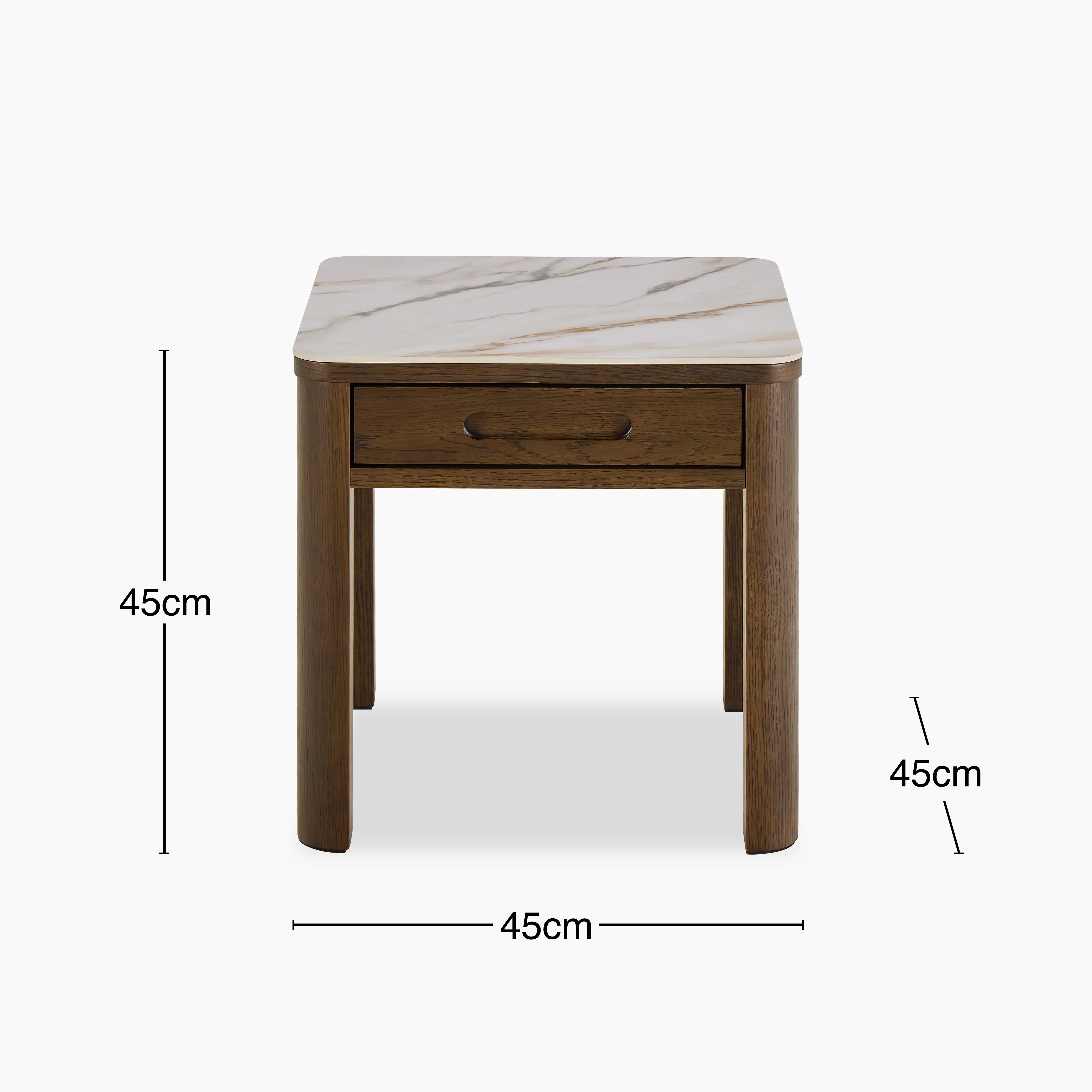 Southampton Square Bedside Table | Ecru Ceramic & Smoked Walnut - Image 6