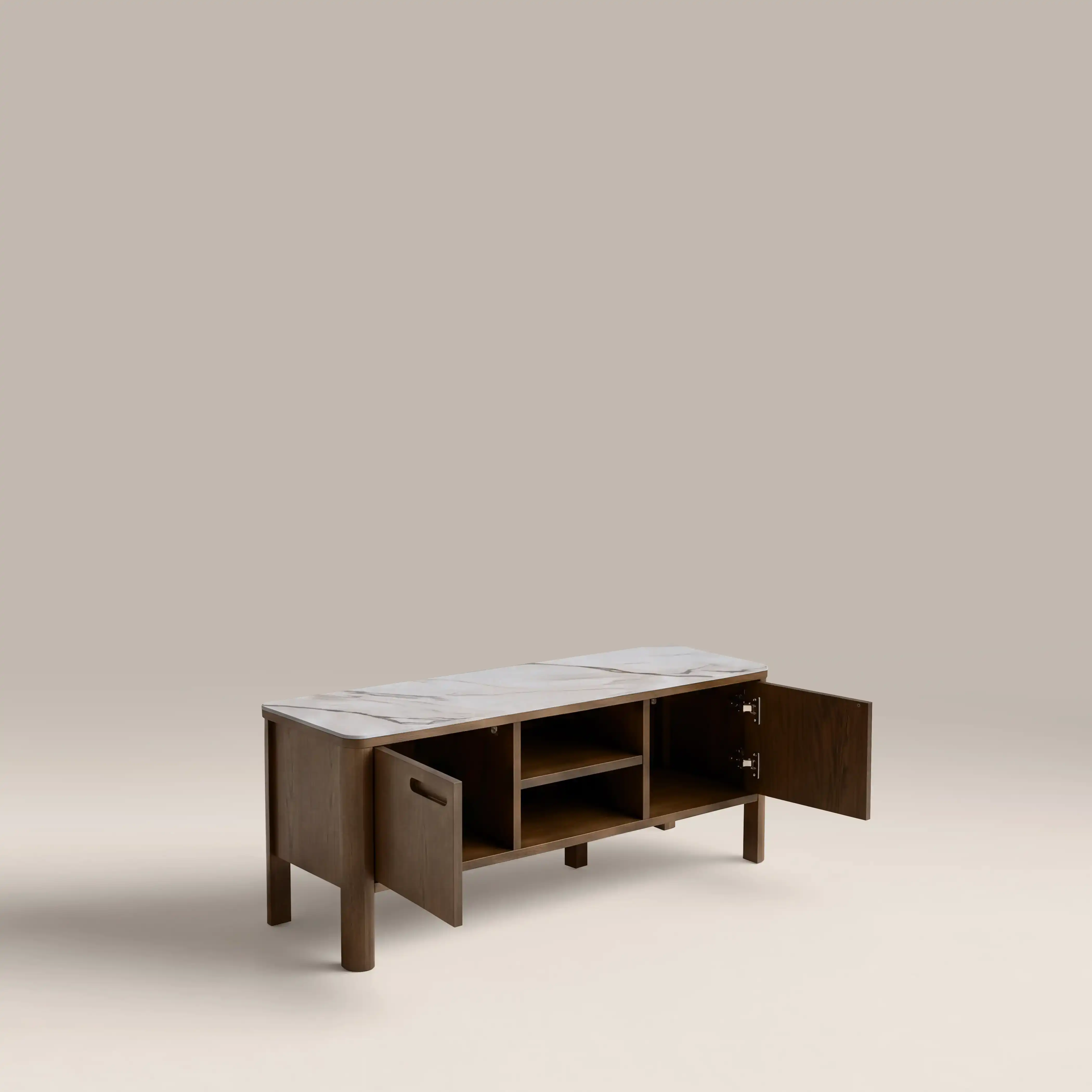 Southampton Wooden TV Stand | Ecru Ceramic & Smoked Walnut - Image 4