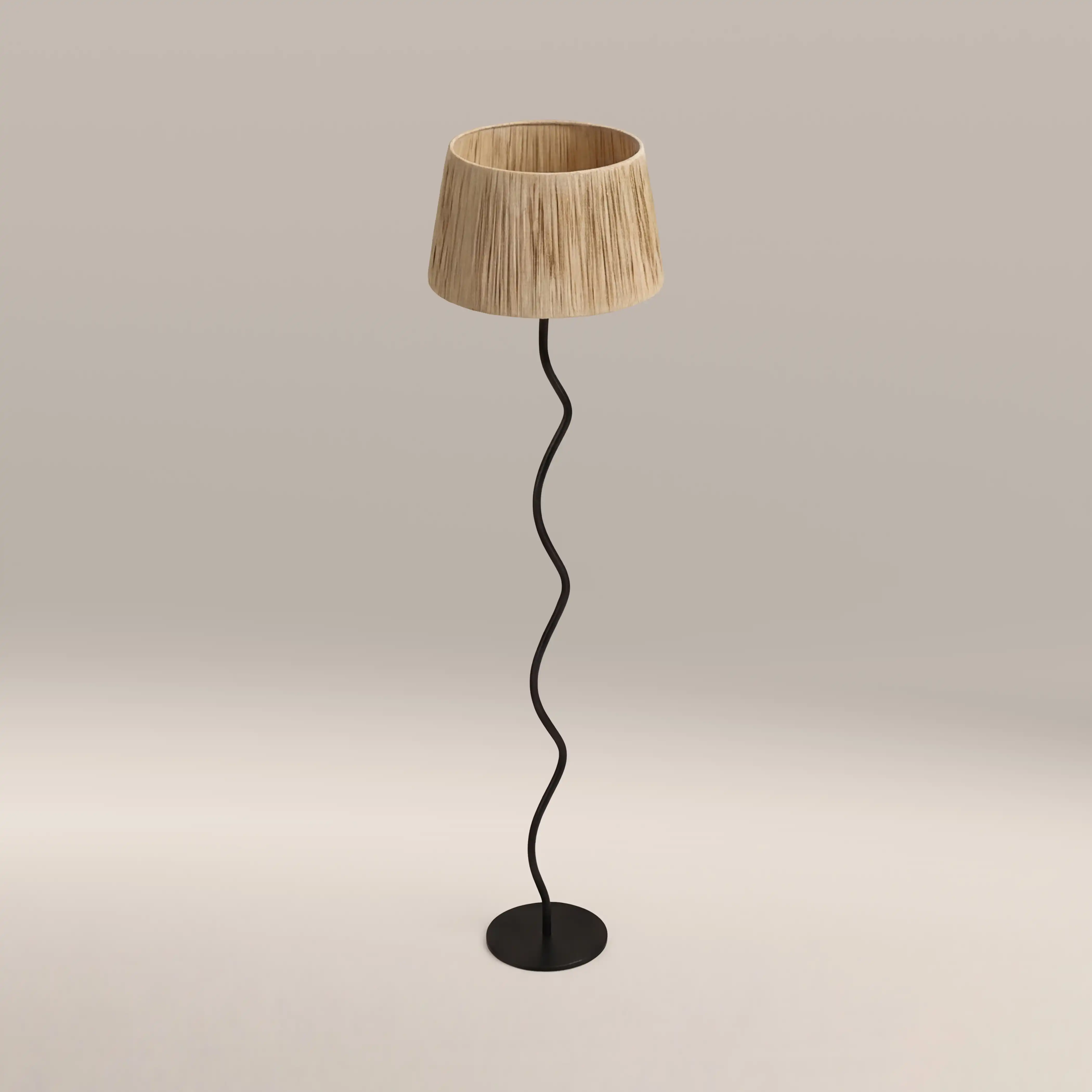 Stanmore Floor Lamp | Natural Raffia & Black - Image 4