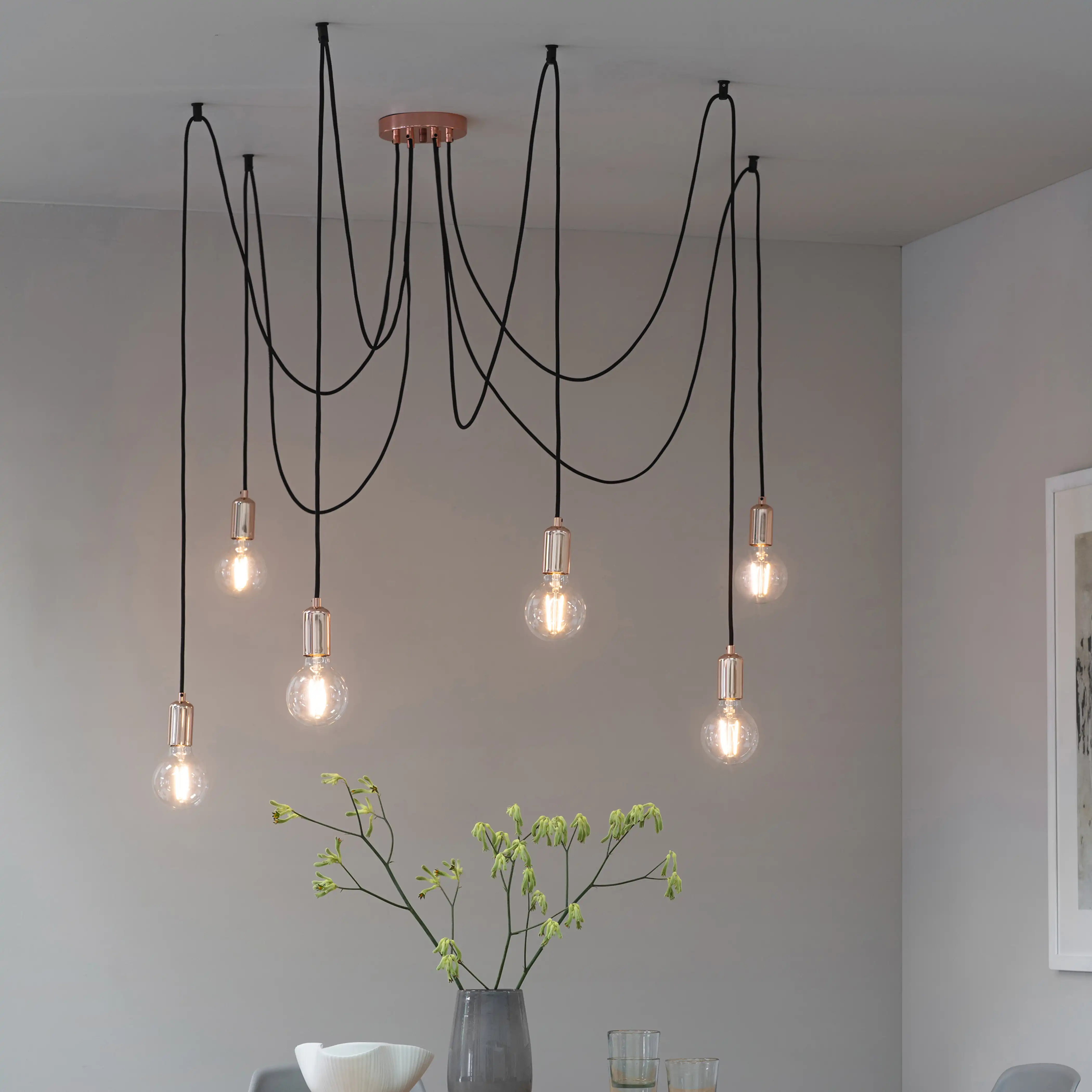 Studio 6 Light Pendant Light | Tinted Glass & Black - Image 2