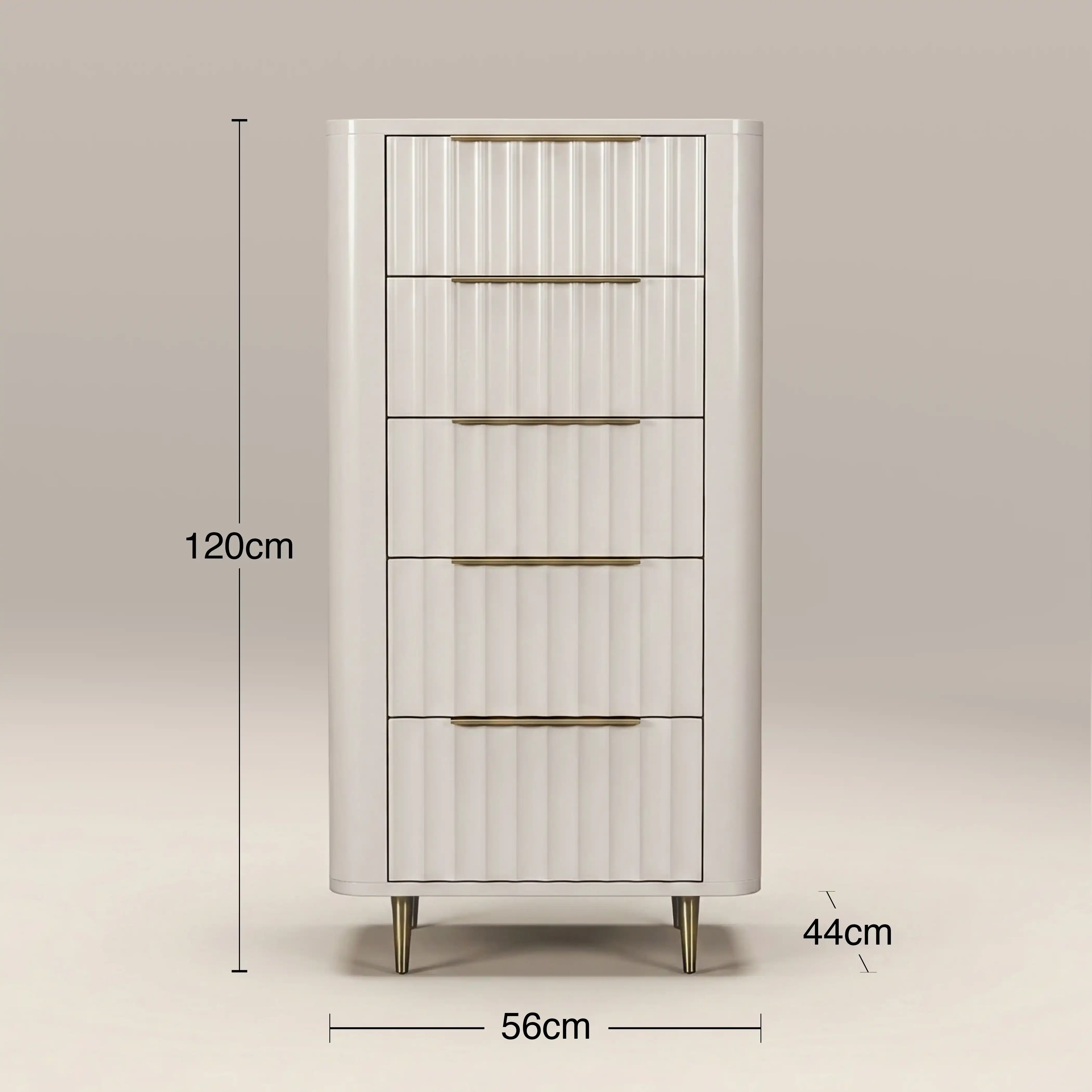 Suvi 5 Drawer Tall Chest of Drawers | Ivory - Image 4