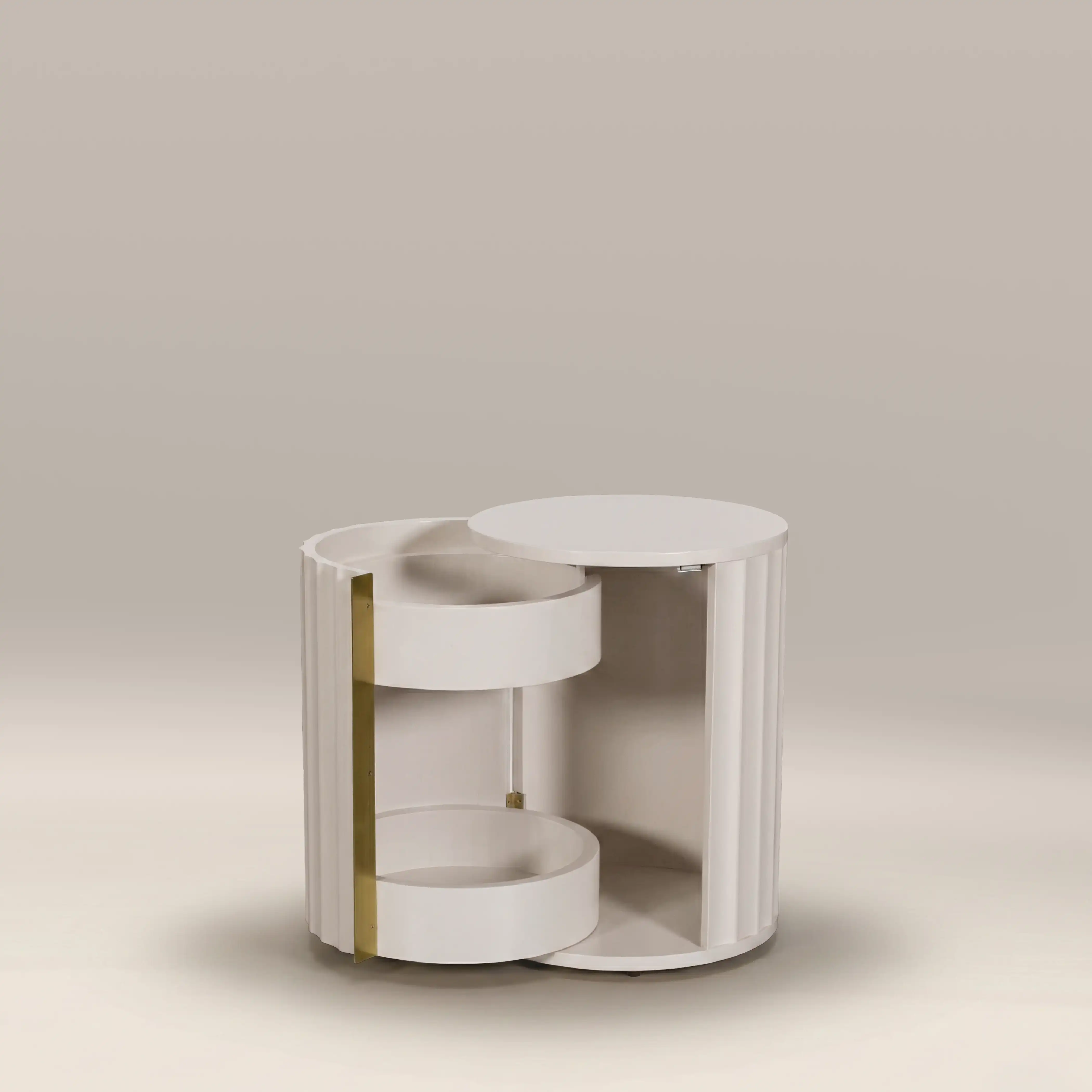Suvi Left Bedside Table | Ivory - Image 2