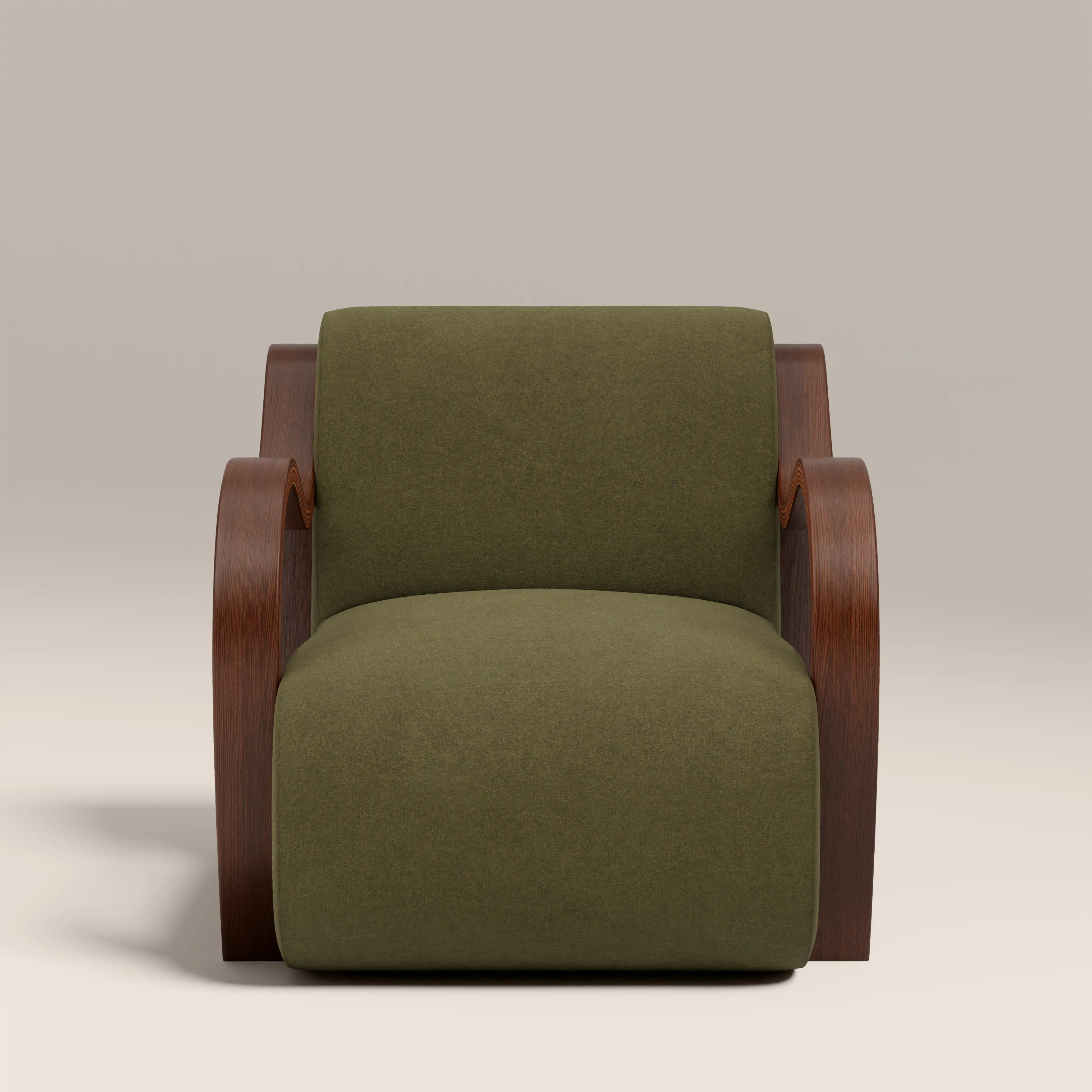Talie Accent Chair | Moss Green Sustainable Mohair Velvet & Walnut - Image 3