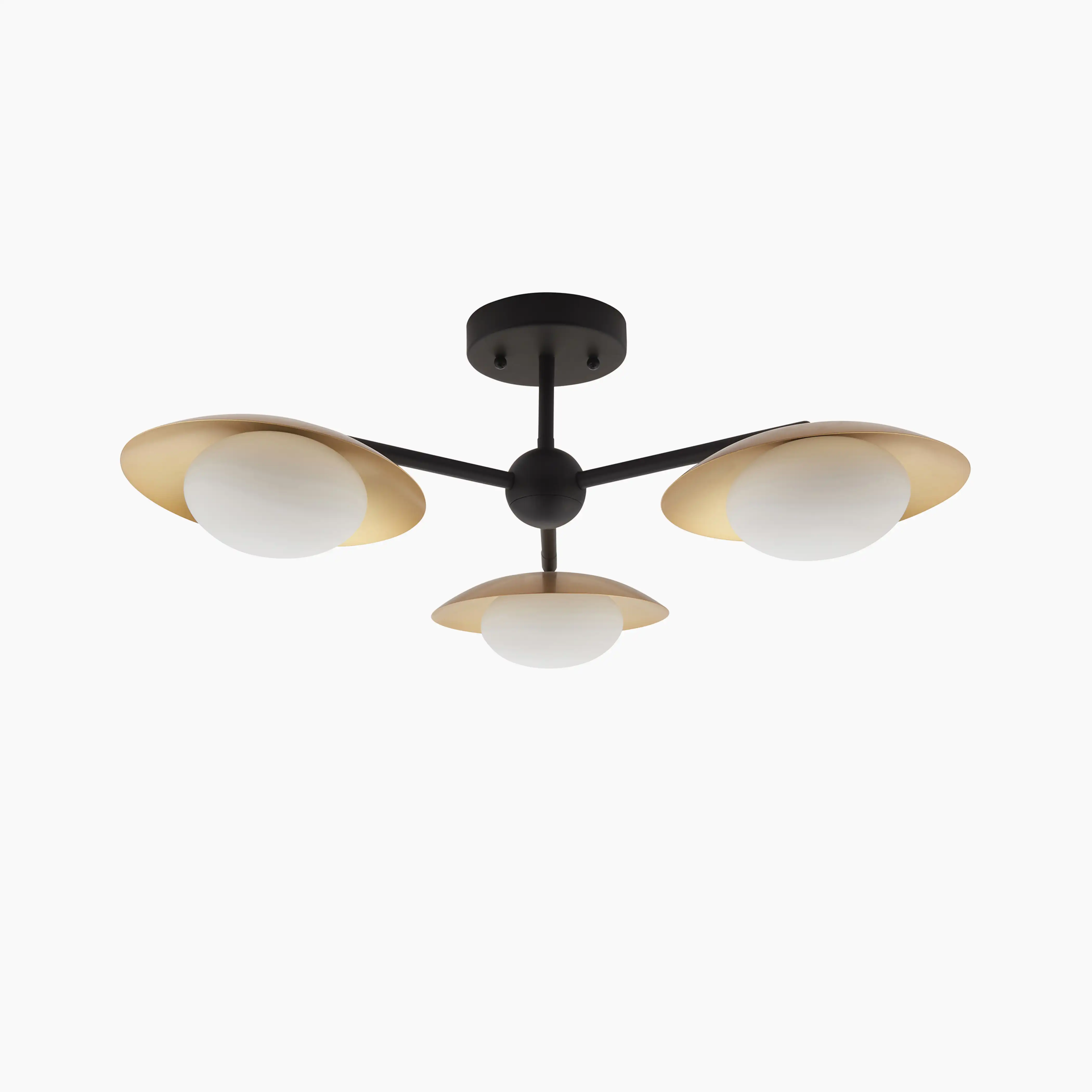 Temuka 3 Light Flush Ceiling Light | Brass & Black - Image 8