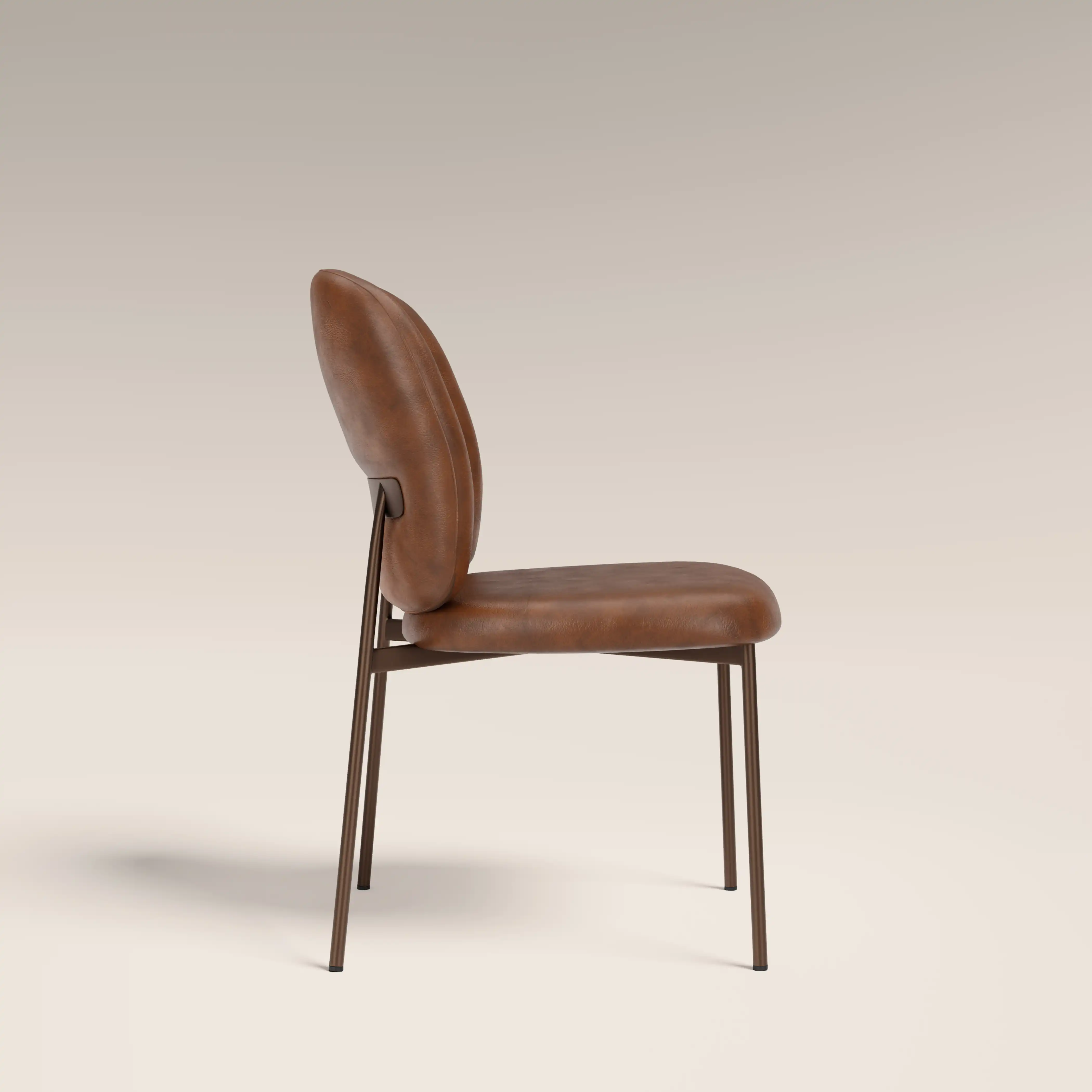 Trovi Dining Chair | Vintage Tan Faux Leather & Burnished Bronze - Image 5