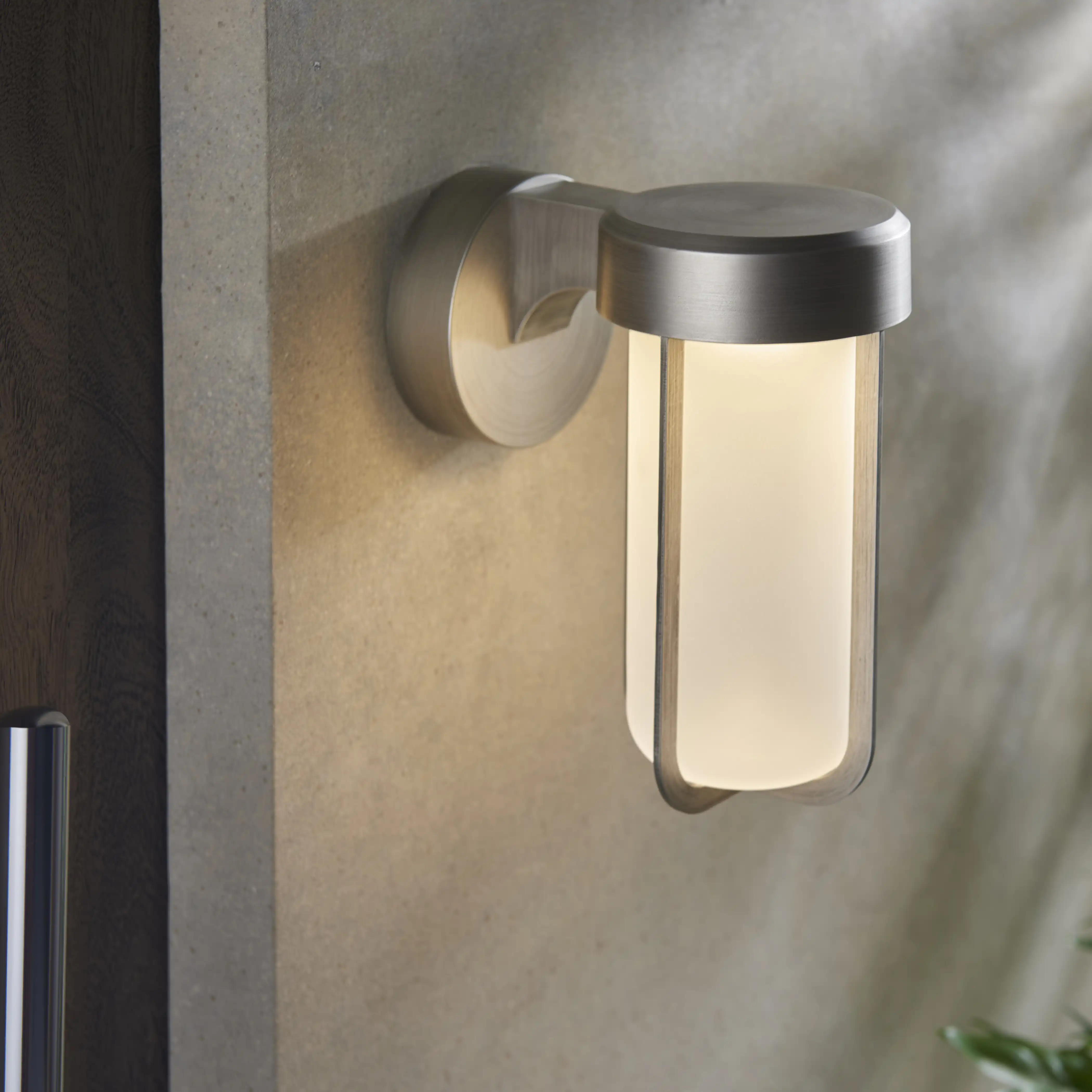 Truro Outdoor Wall Light | Frosted Glass & Brushed Chrome - Image 3