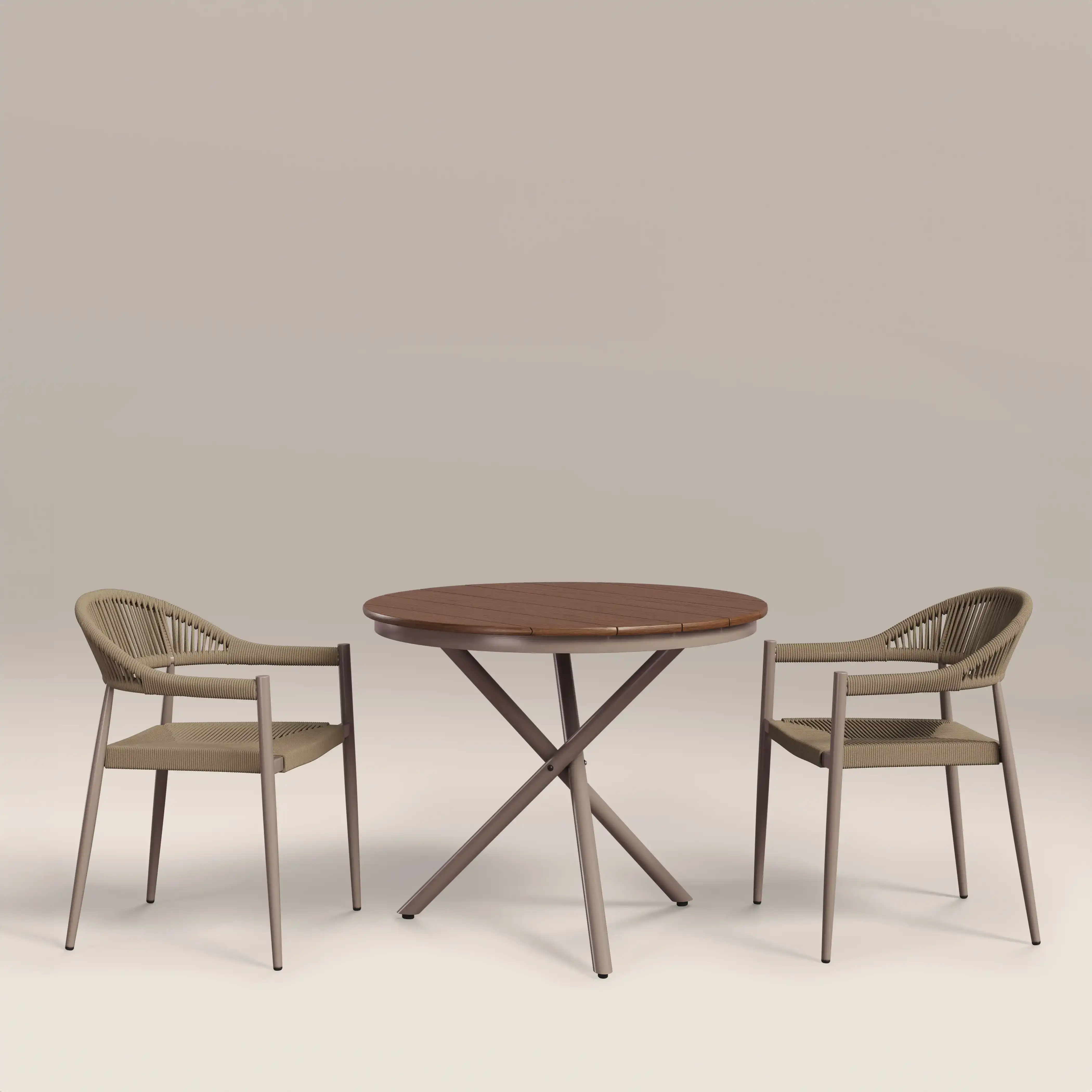 Tullio 2 Seat Garden Bistro Set | Walnut & Natural - Image 2