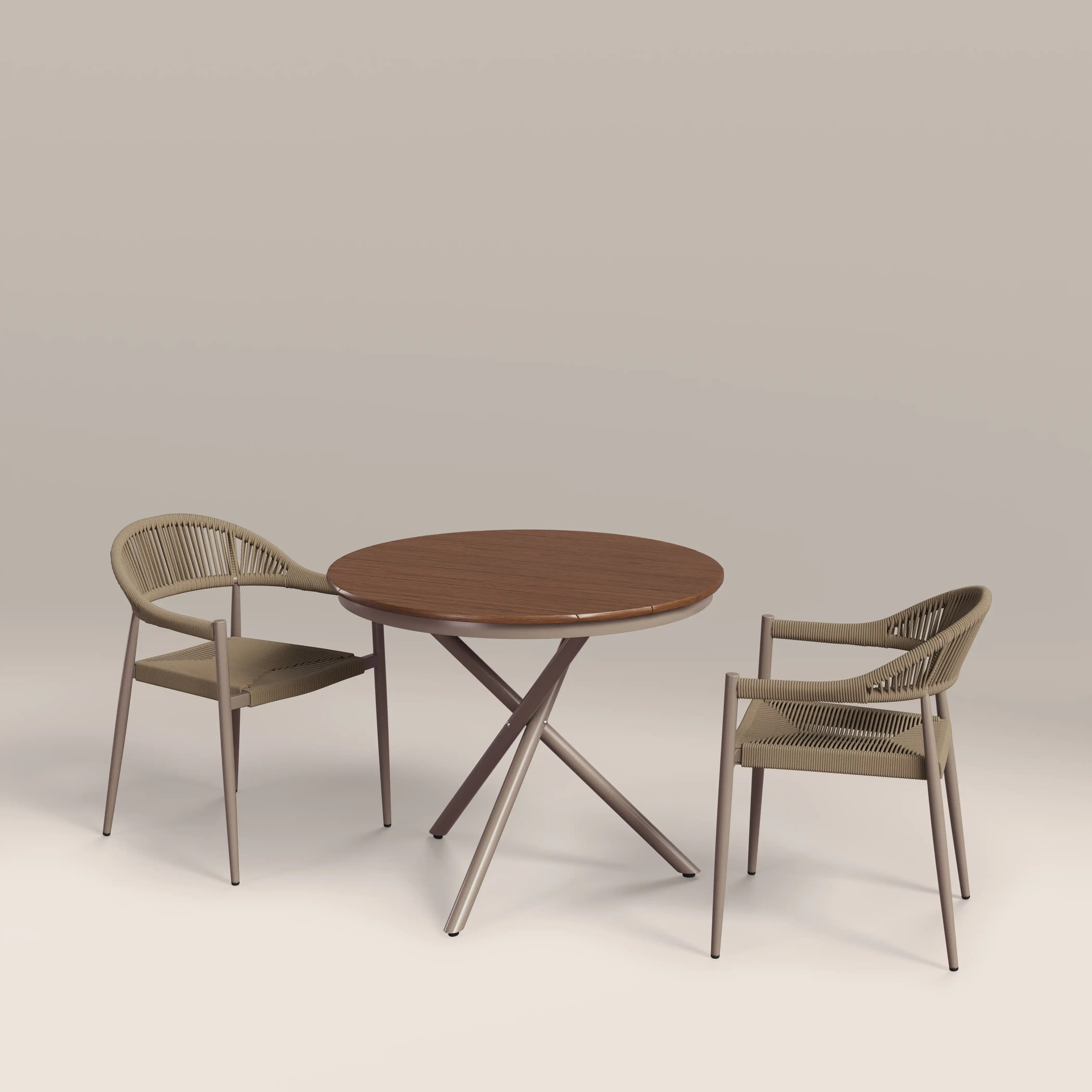 Tullio 2 Seat Garden Bistro Set | Walnut & Natural - Image 4