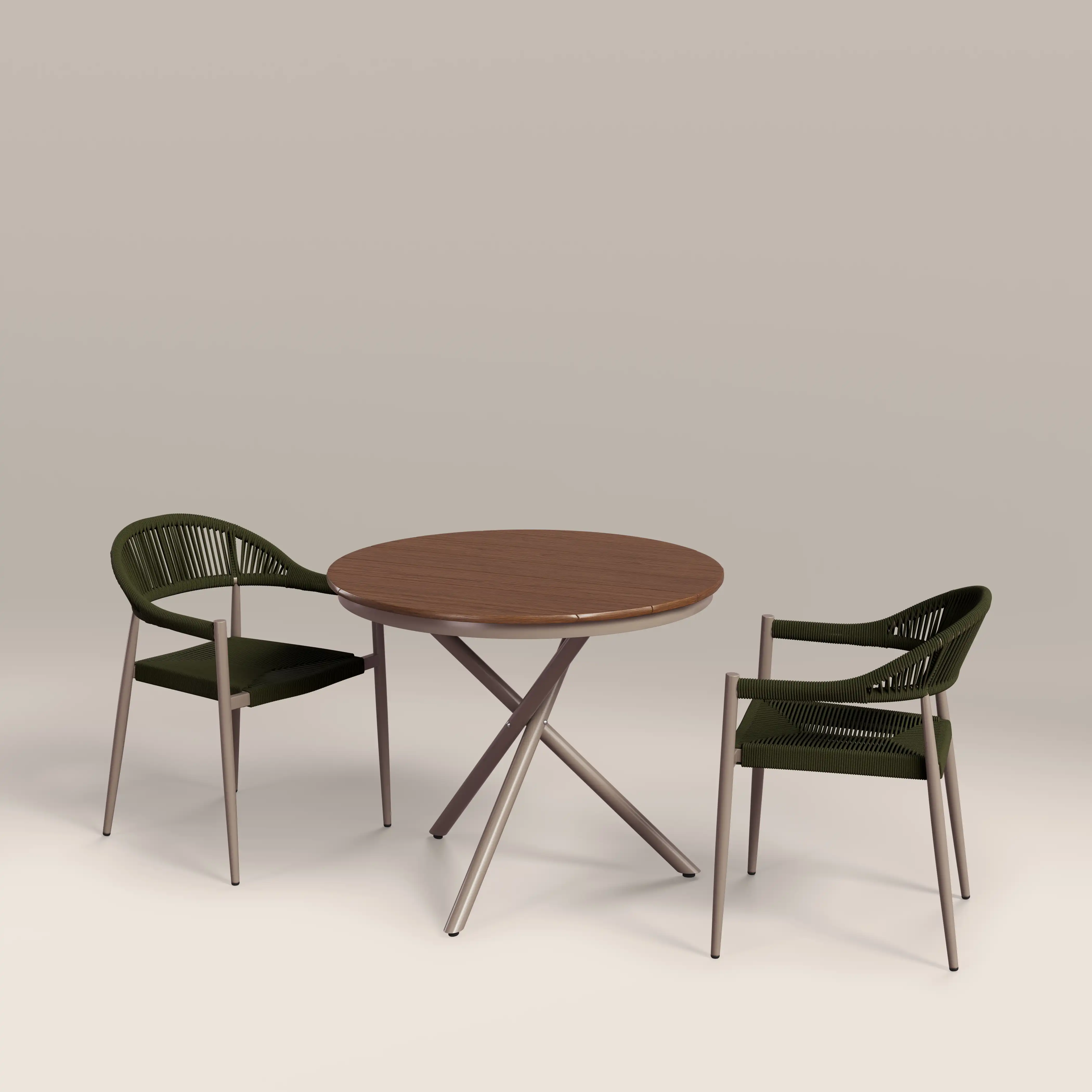 Tullio 2 Seat Garden Bistro Set | Walnut & Olive Green - Image 4