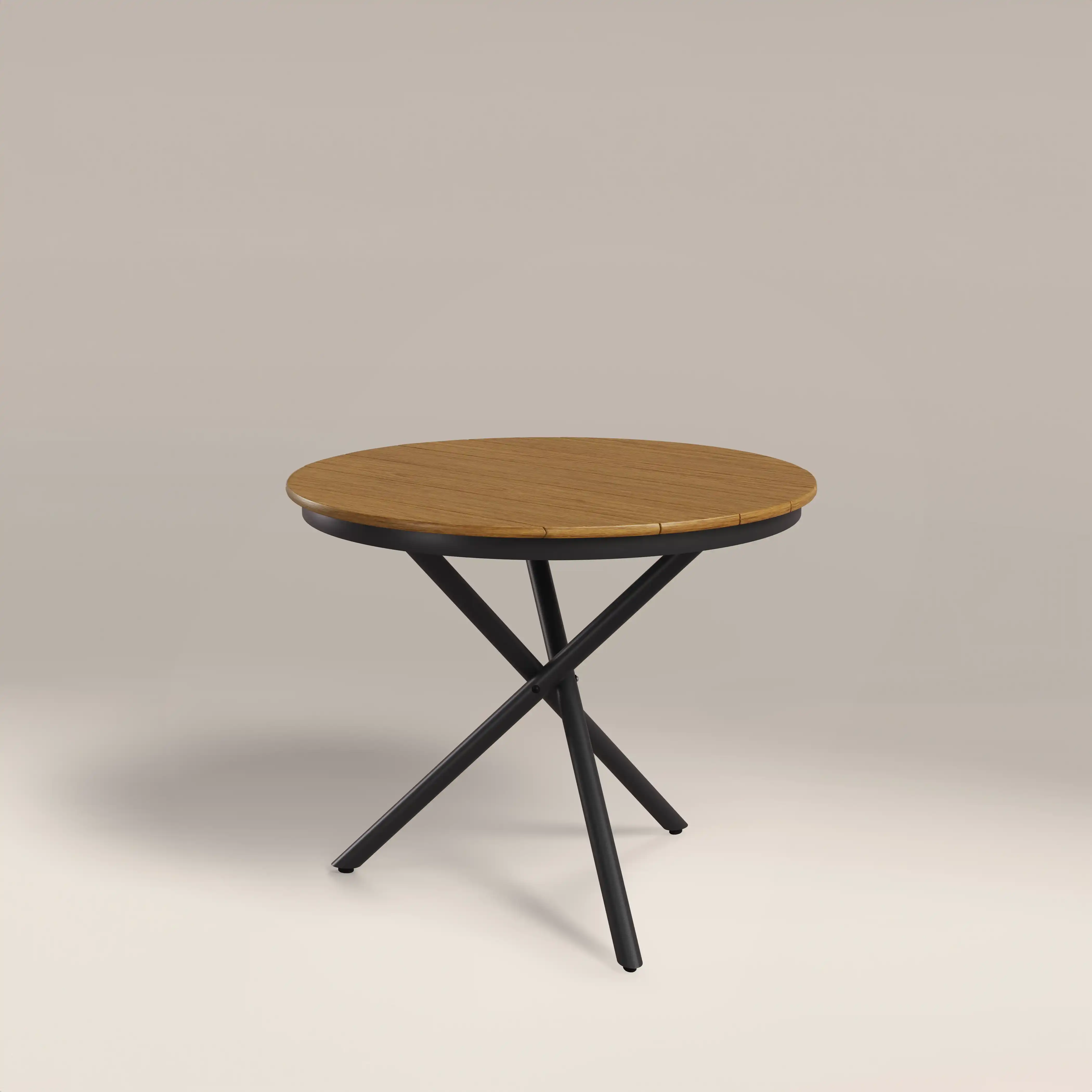 Tullio 2 Seat Round Garden Bistro Table | Oak & Black - Image 3