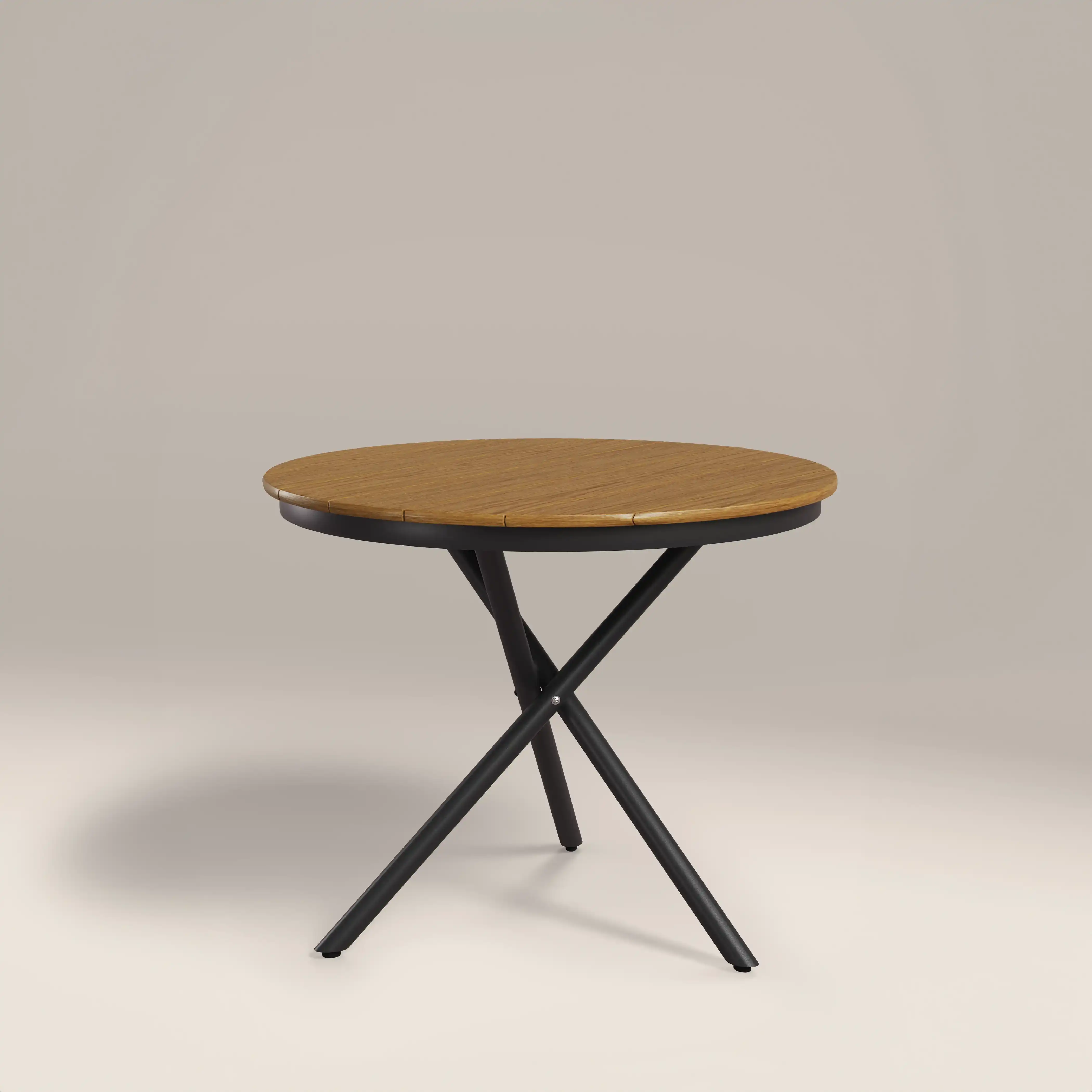Tullio 2 Seat Round Garden Bistro Table | Oak & Black - Image 4