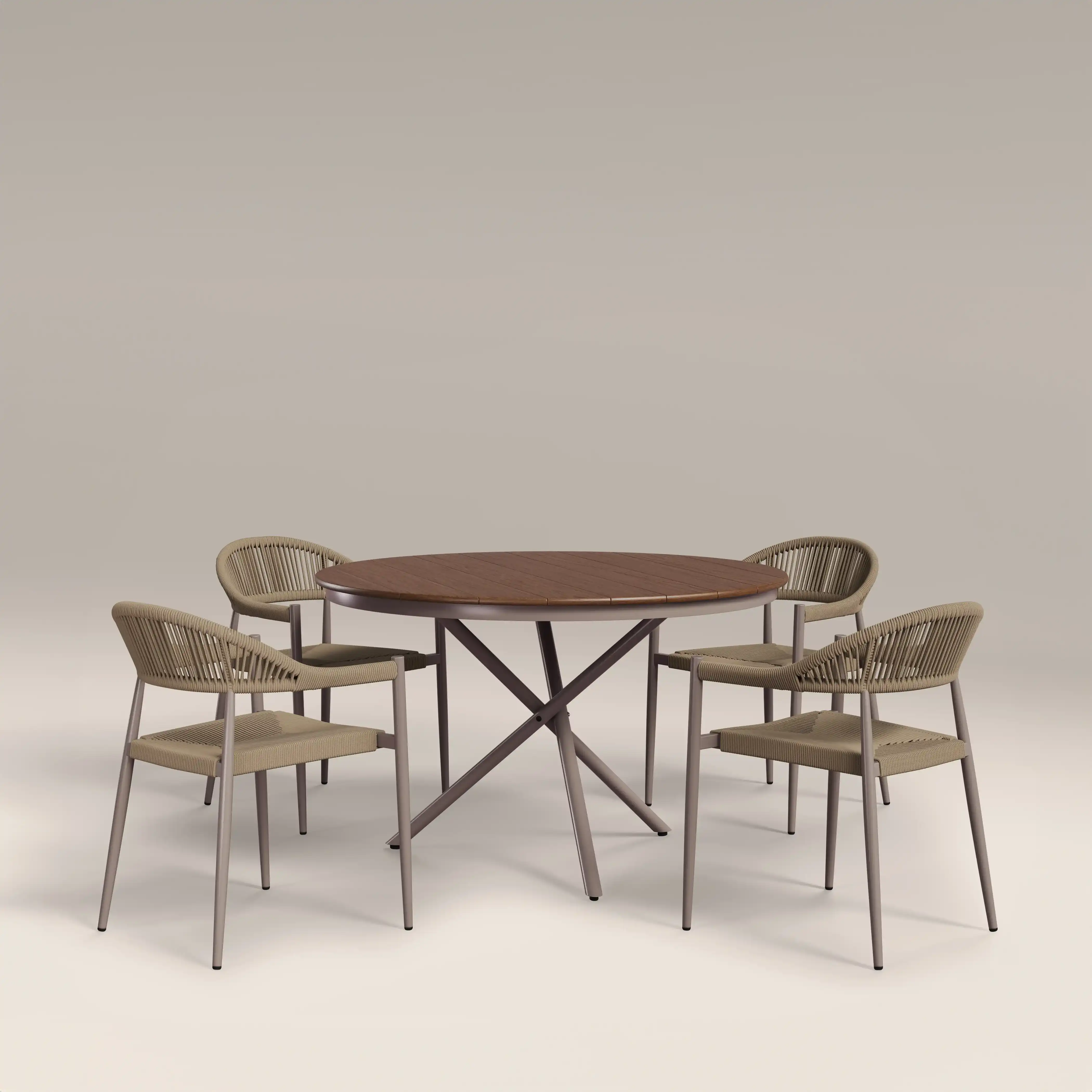 Tullio 4 Seat Garden Dining Set | Walnut & Natural - Image 2