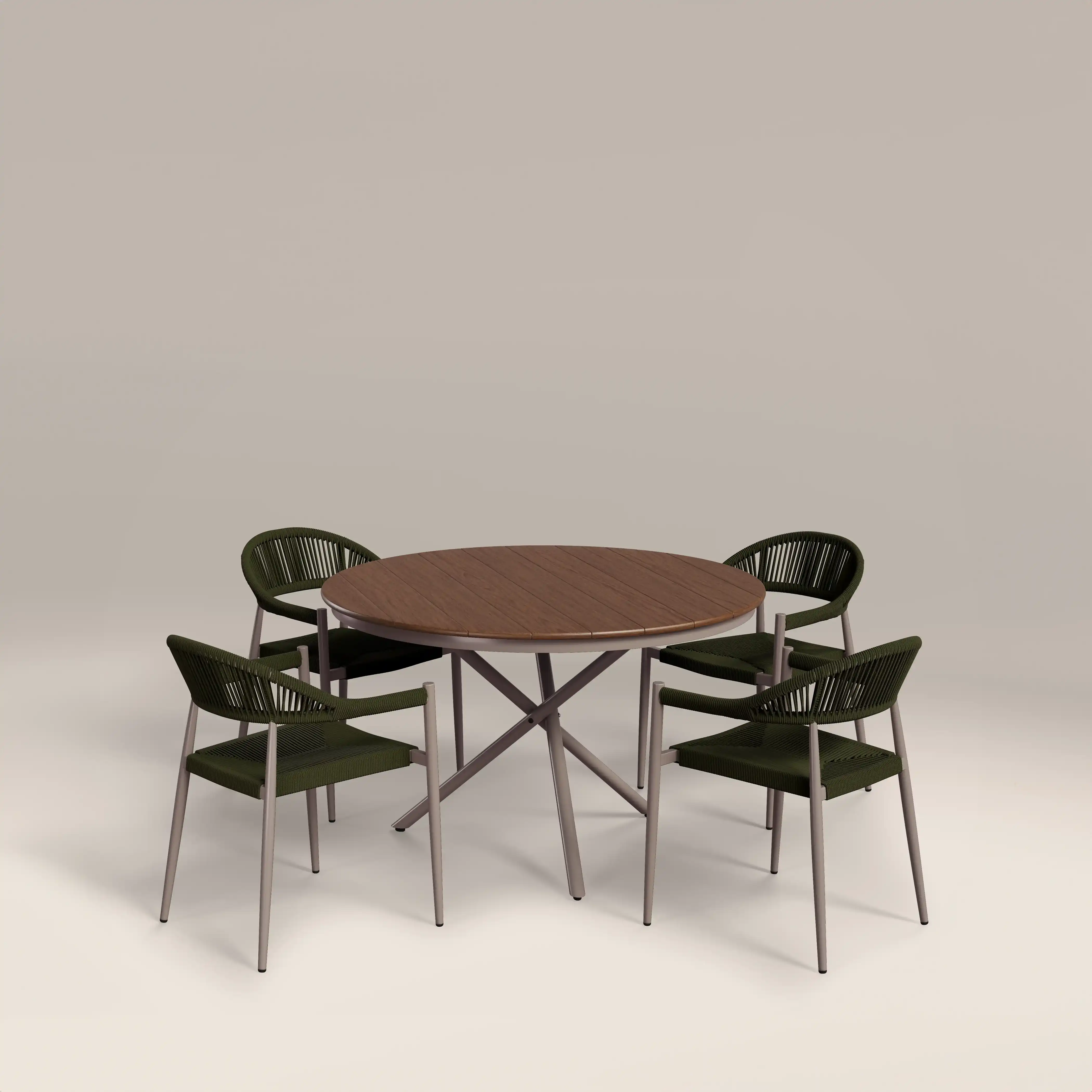 Tullio 4 Seat Garden Dining Set | Walnut  & Olive Green - Image 3