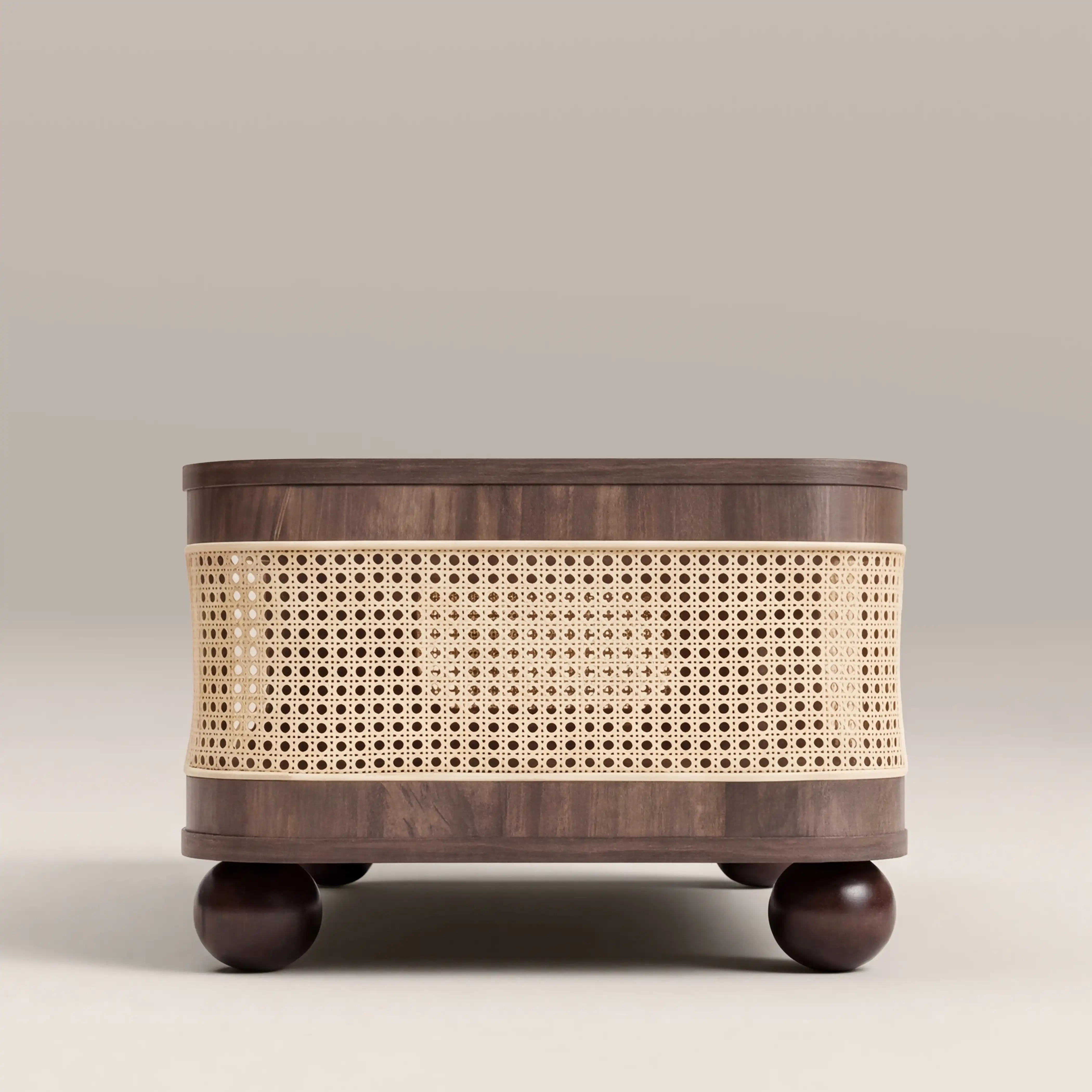 Una Rectangle Wooden Coffee Table | Walnut & Cane - Image 4