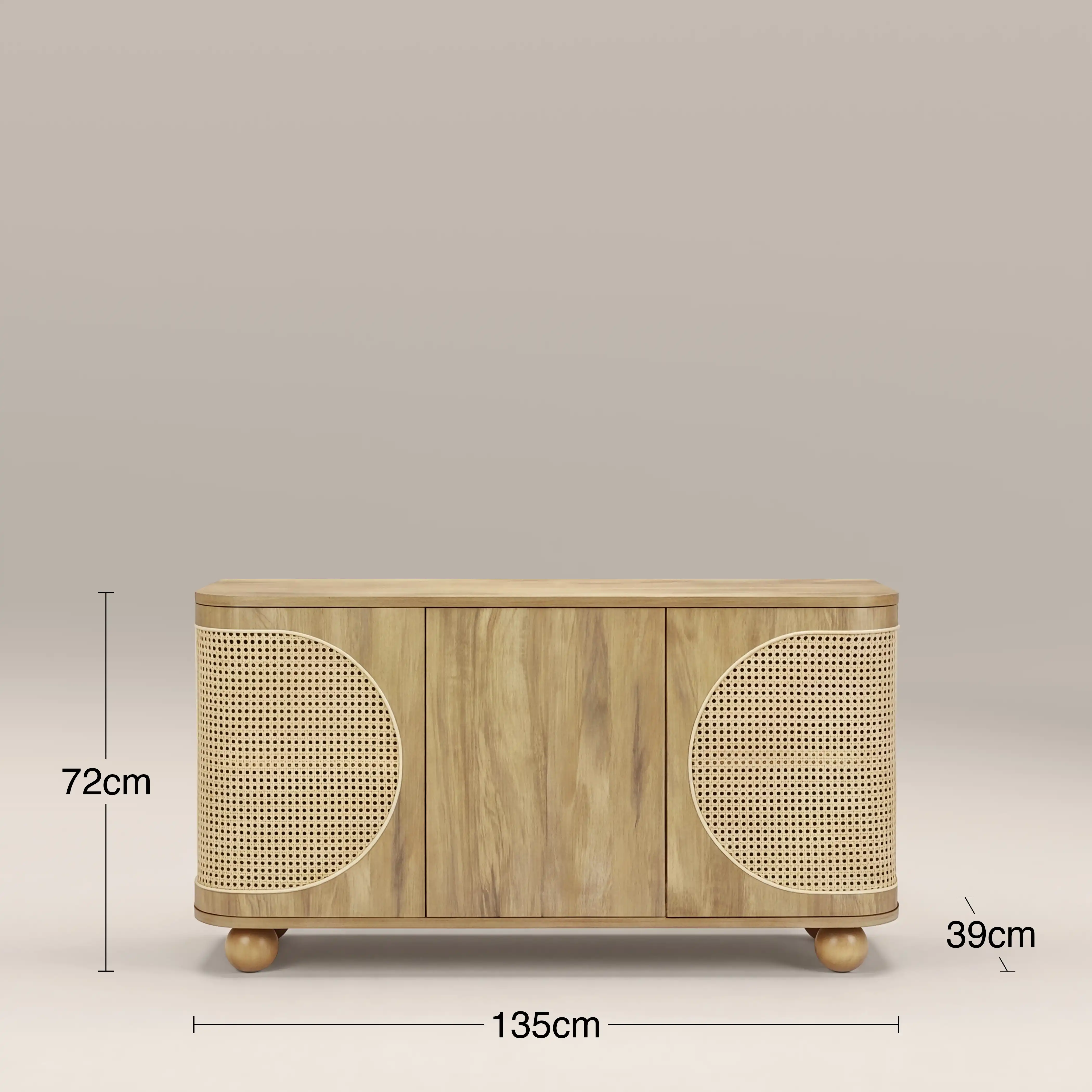 Una Wooden Large Sideboard | Oak & Cane - Image 6