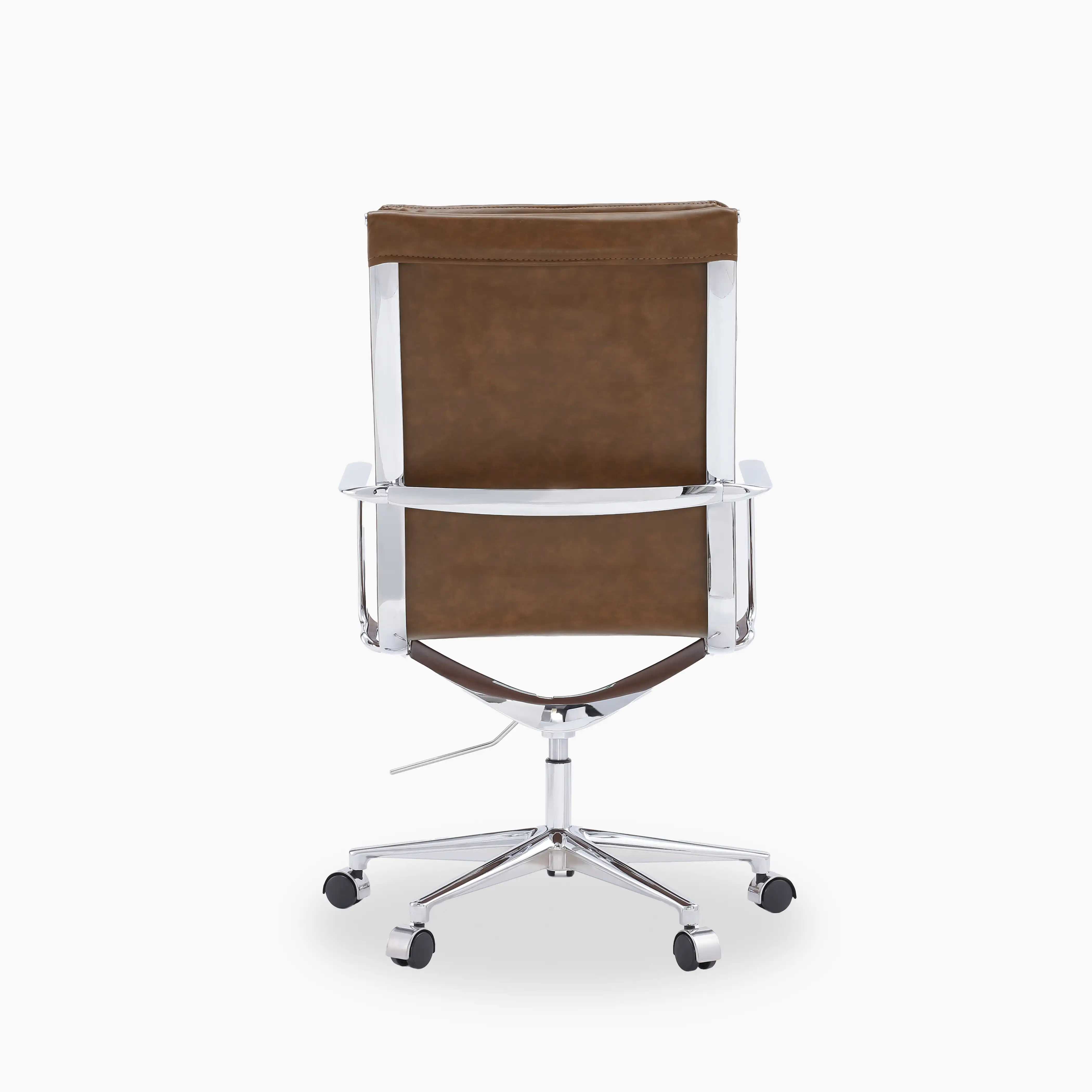 Urma High Back Office Chair | Vintage Tan Faux Leather & Chrome - Image 5