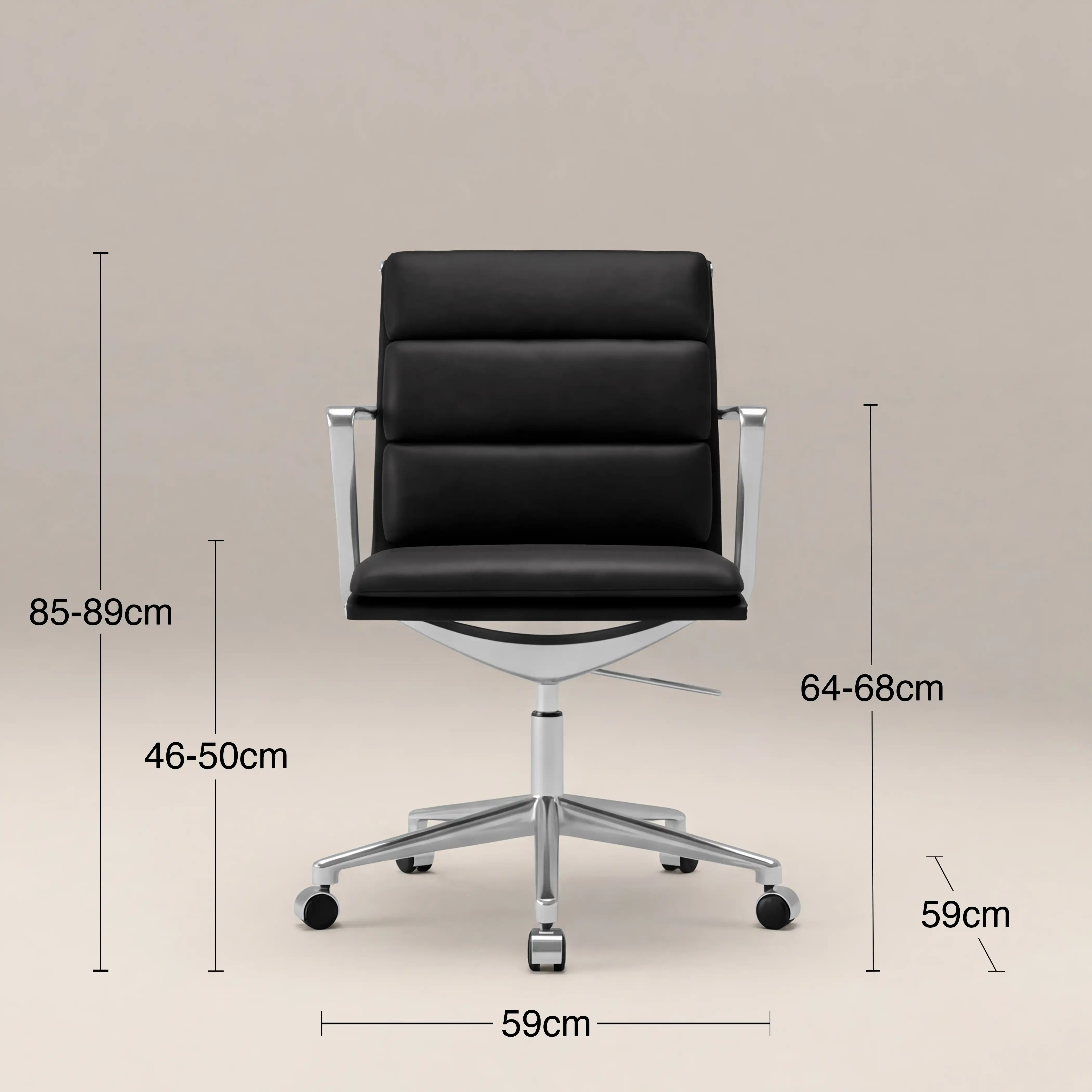 Urma Office Chair | Black Faux Leather & Chrome - Image 7