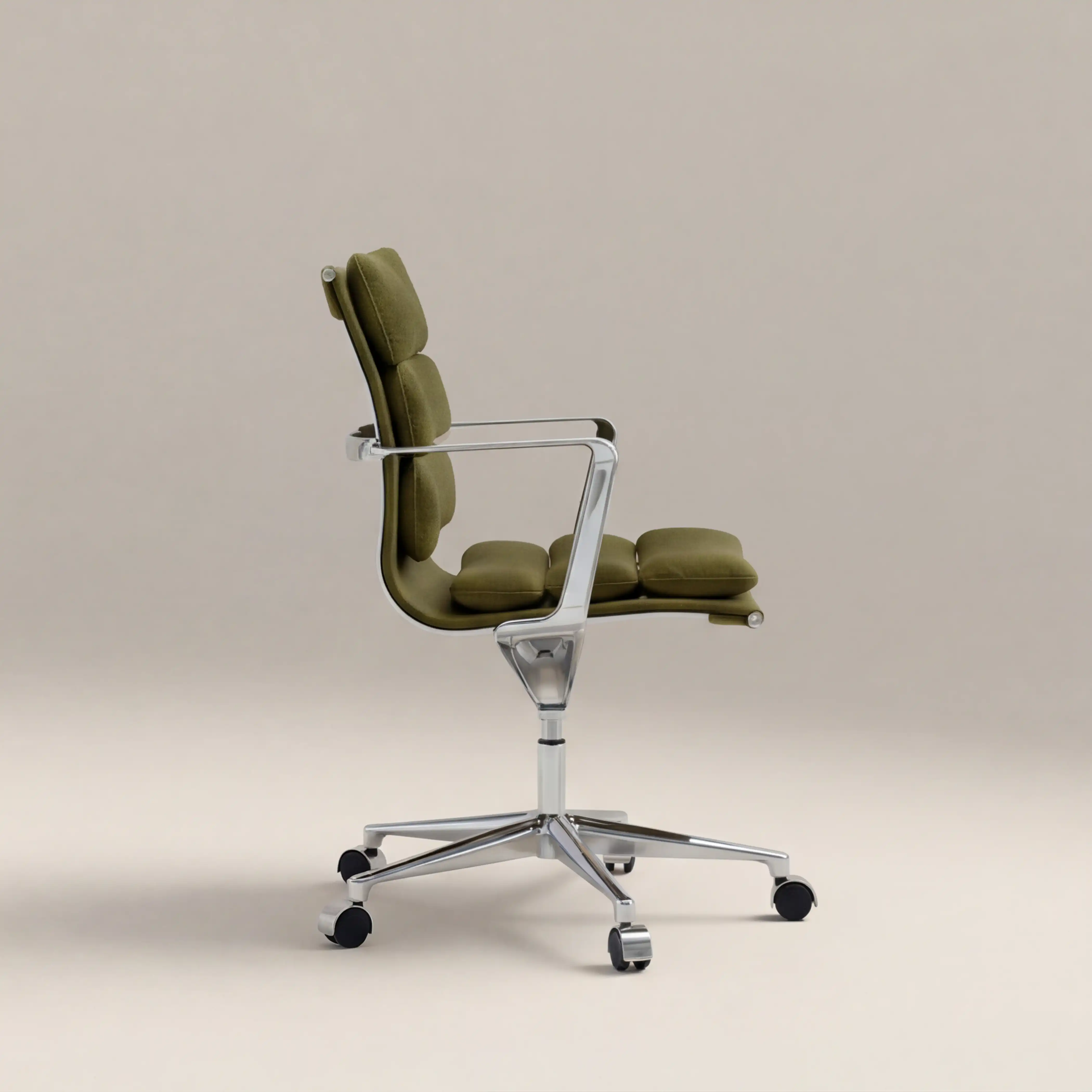 Urma Office Chair | Moss Green Sustainable Mohair Velvet & Chrome - Image 4