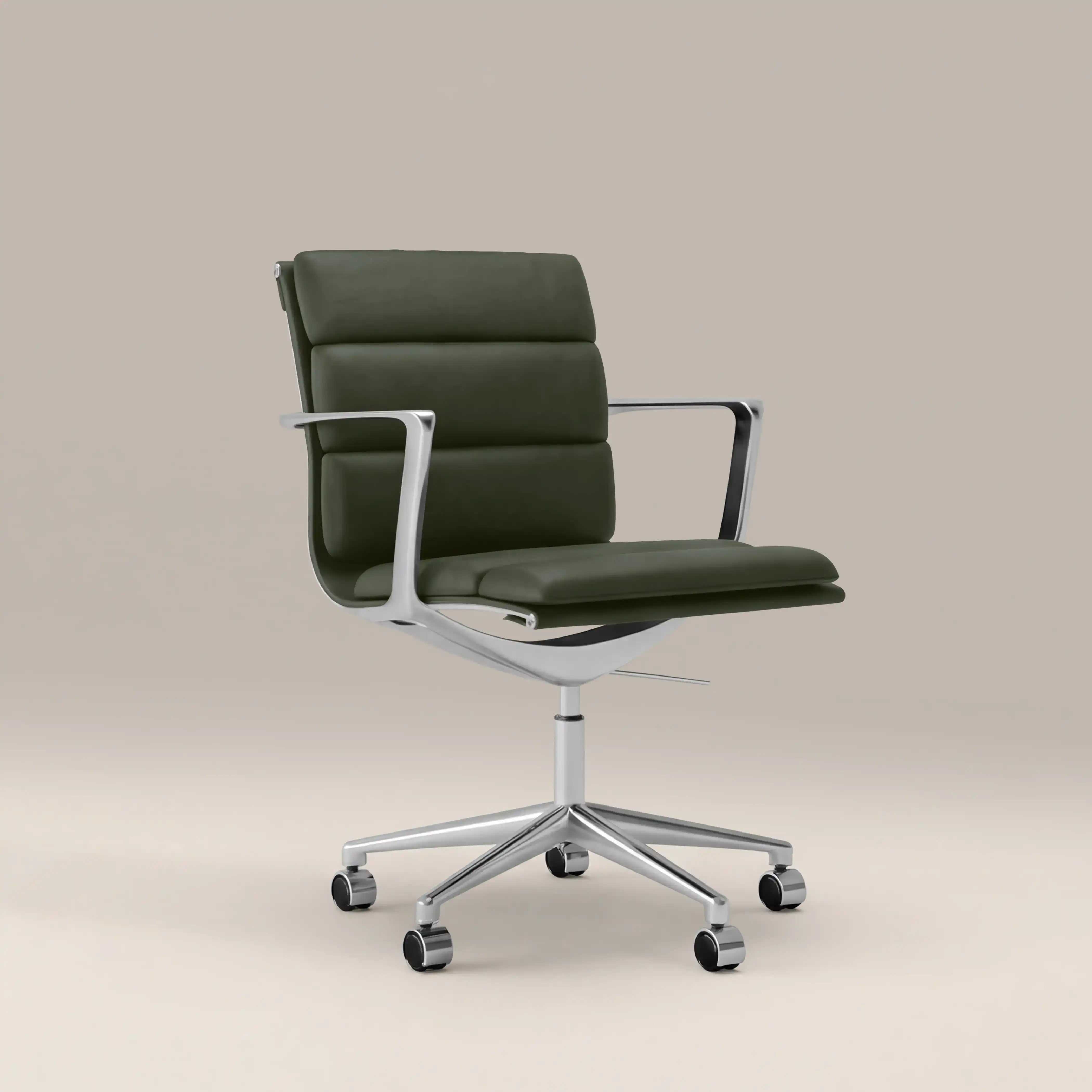 Urma Office Chair | Vintage Green Faux Leather & Chrome - Image 2