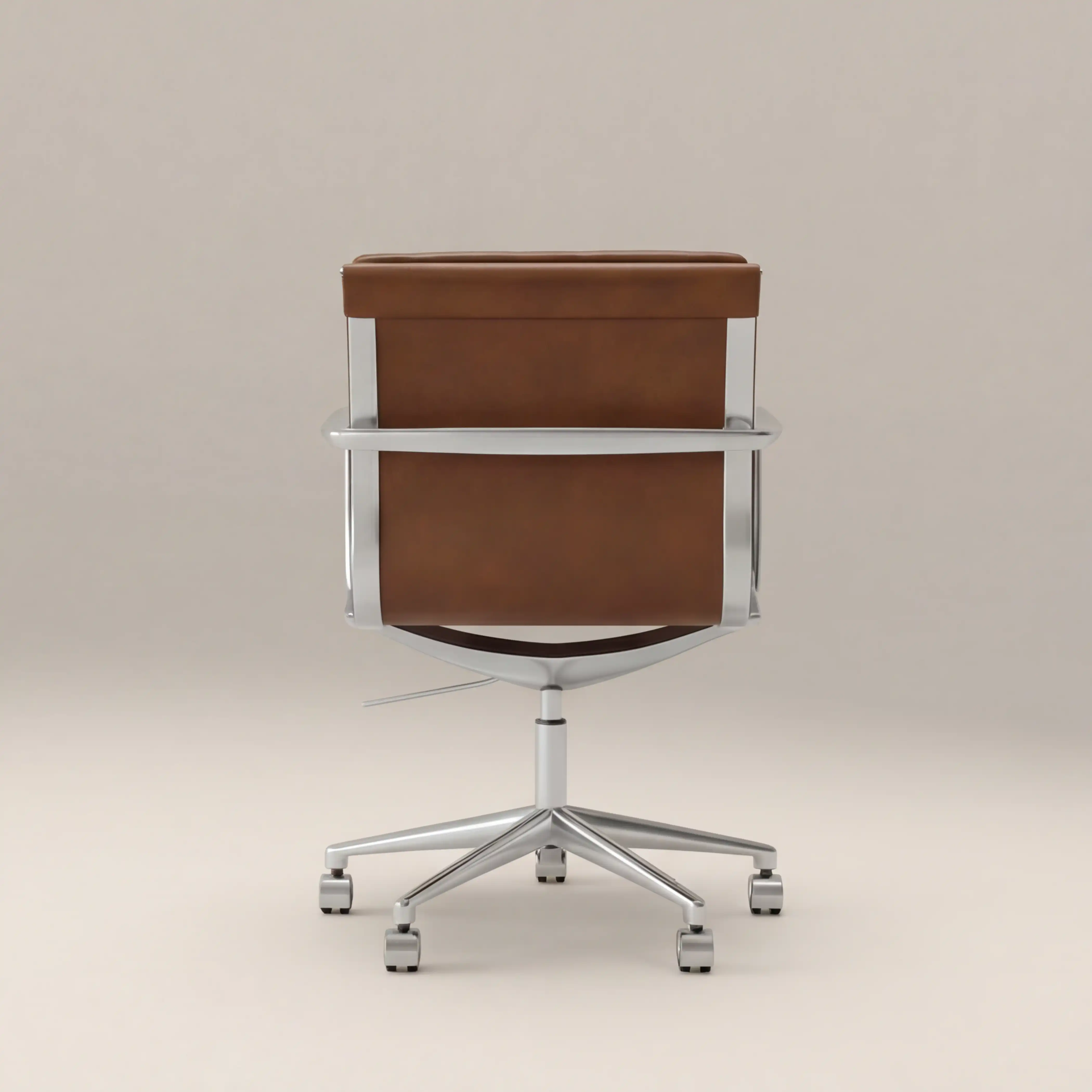 Urma Office Chair | Vintage Tan Faux Leather & Chrome - Image 6