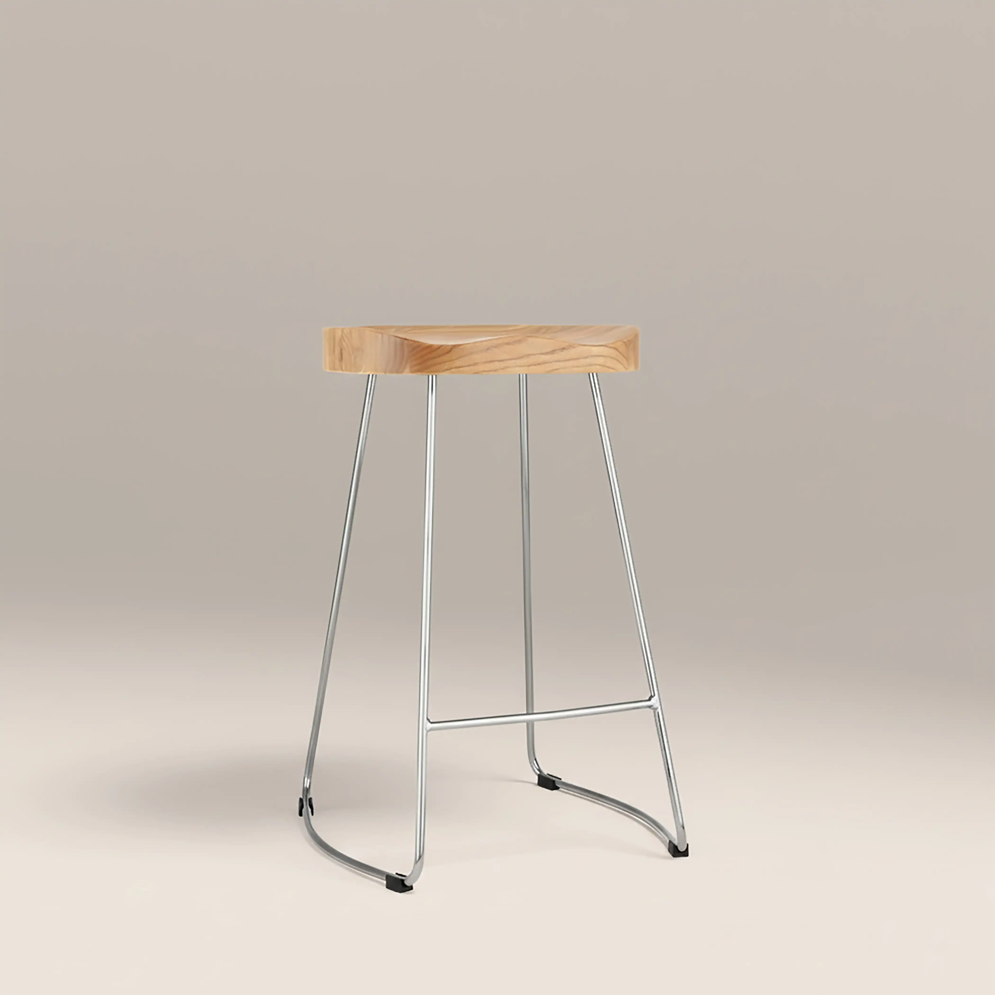 Victoria Kitchen Stool | Natural & Chrome - Image 2