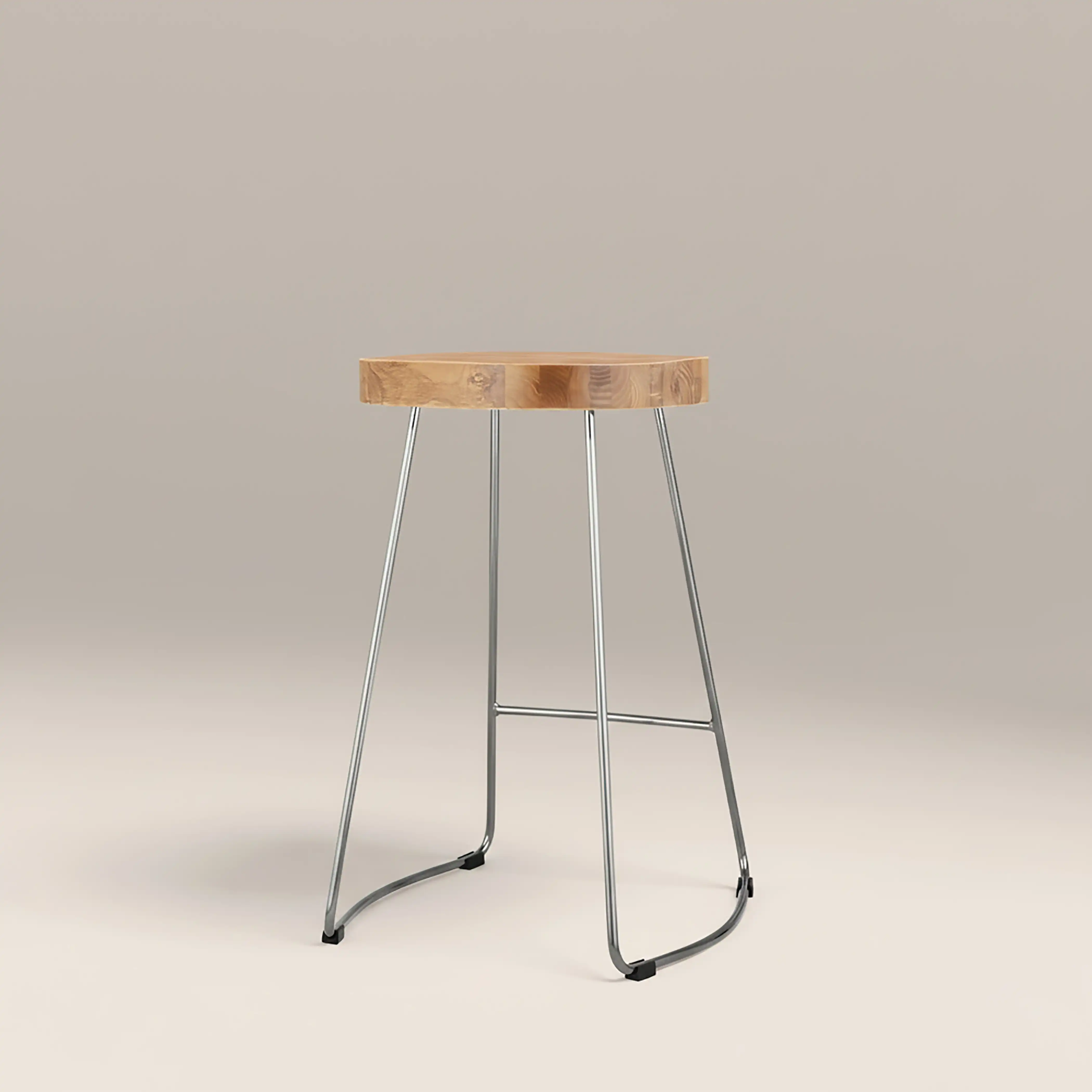 Victoria Kitchen Stool | Natural & Chrome - Image 4