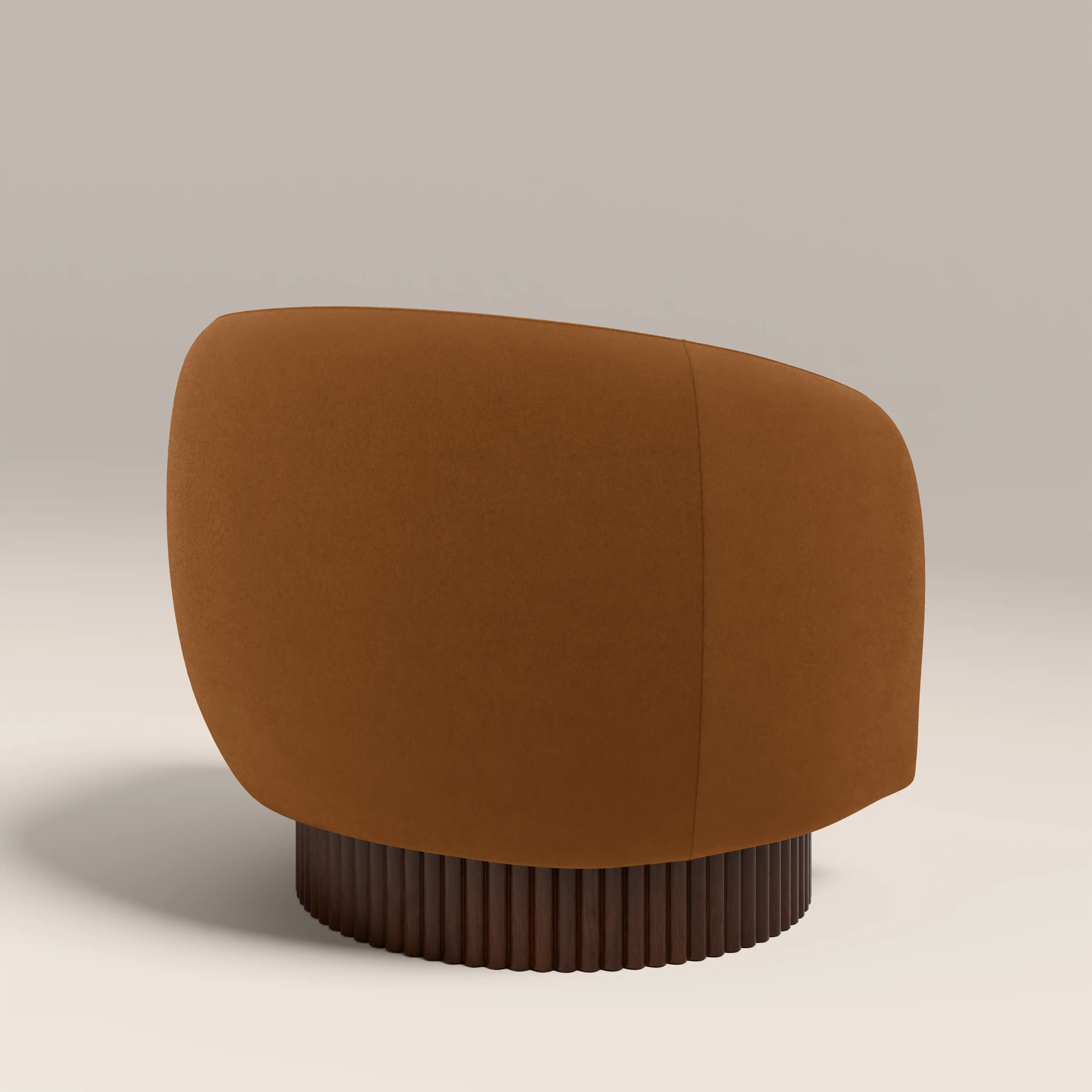 Viva Swivel Armchair | Caramel Brown Sustainable Mohair Velvet & Walnut - Image 5