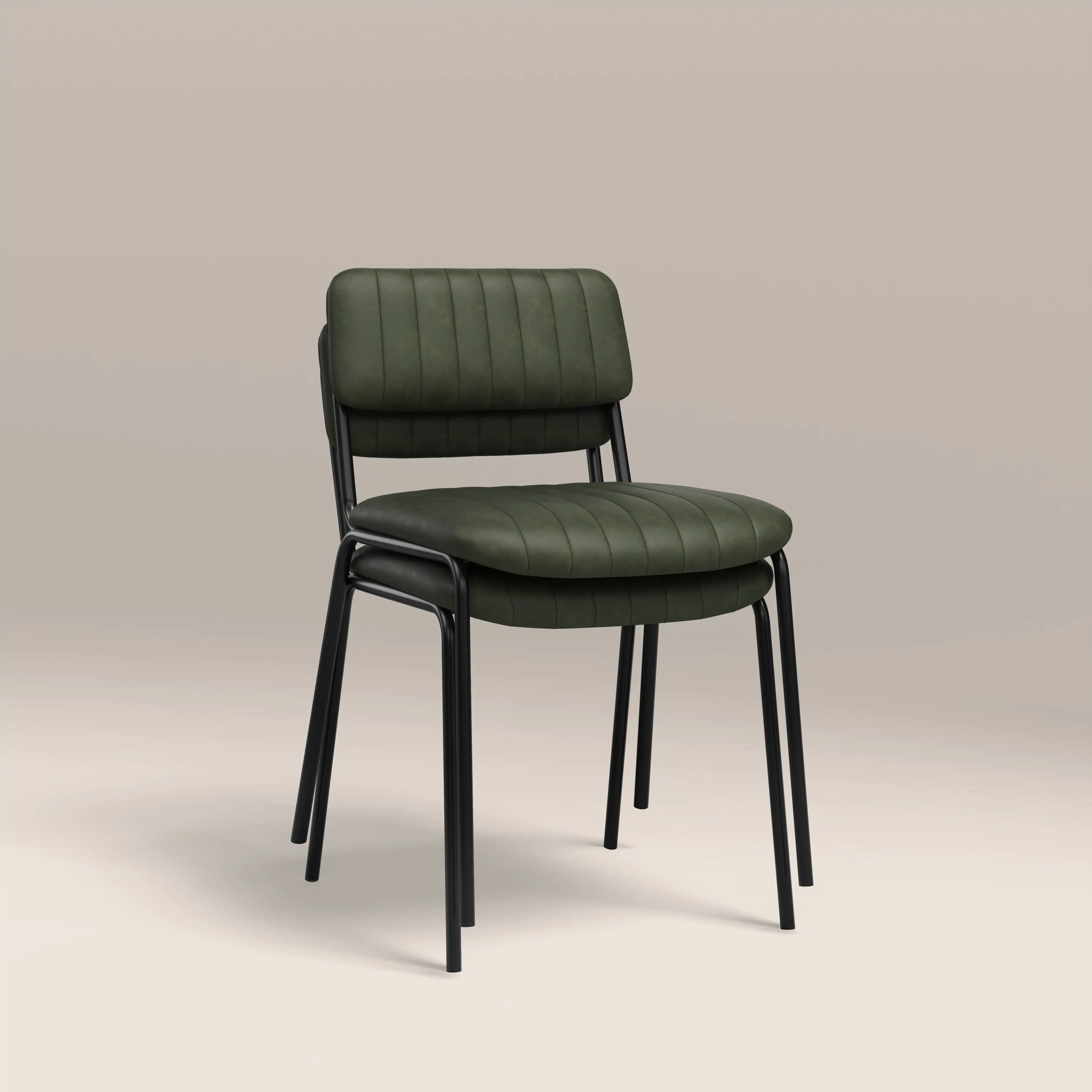 Weston Stackable Dining Chair | Vintage Green Faux Leather & Black - Image 2