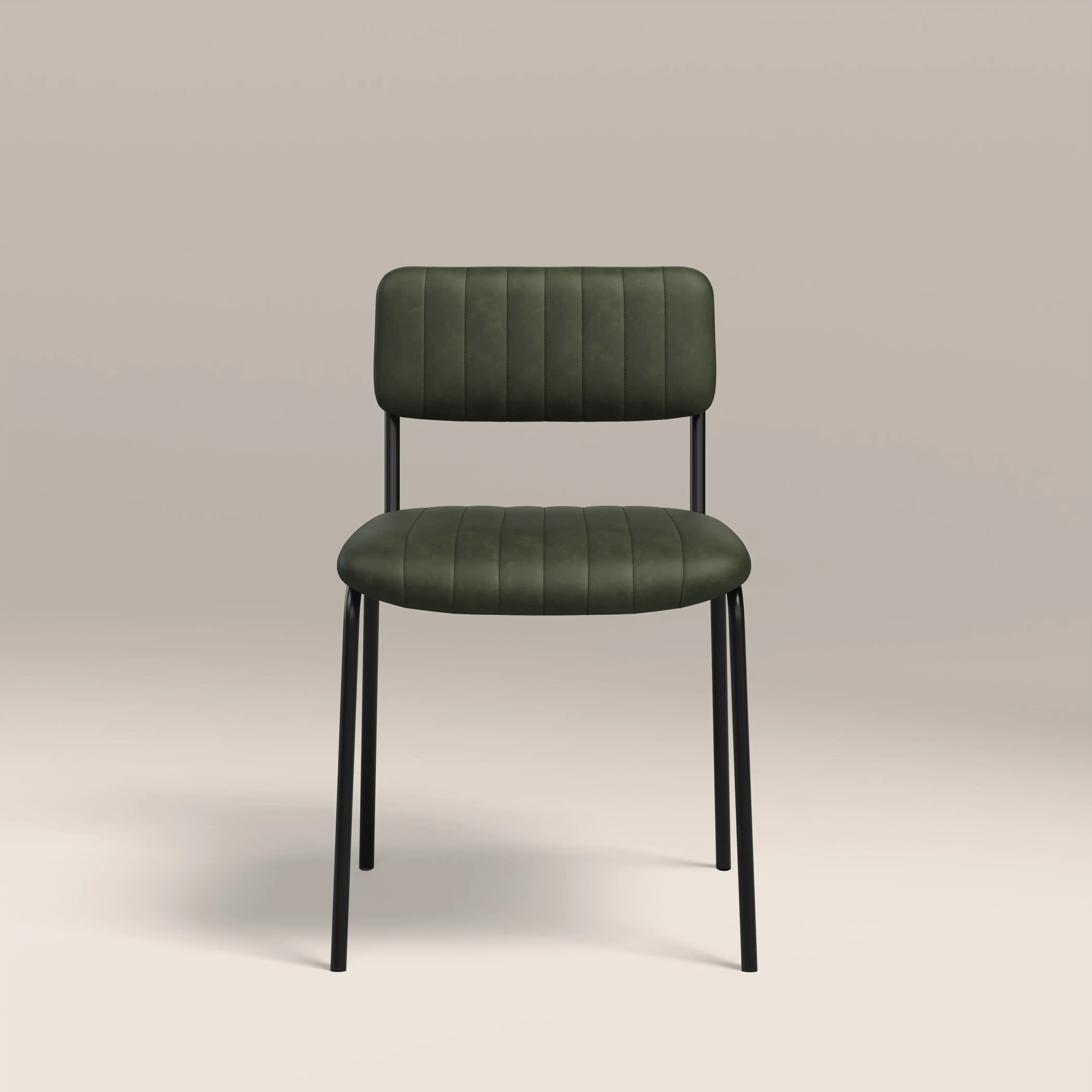 Weston Stackable Dining Chair | Vintage Green Faux Leather & Black - Image 4