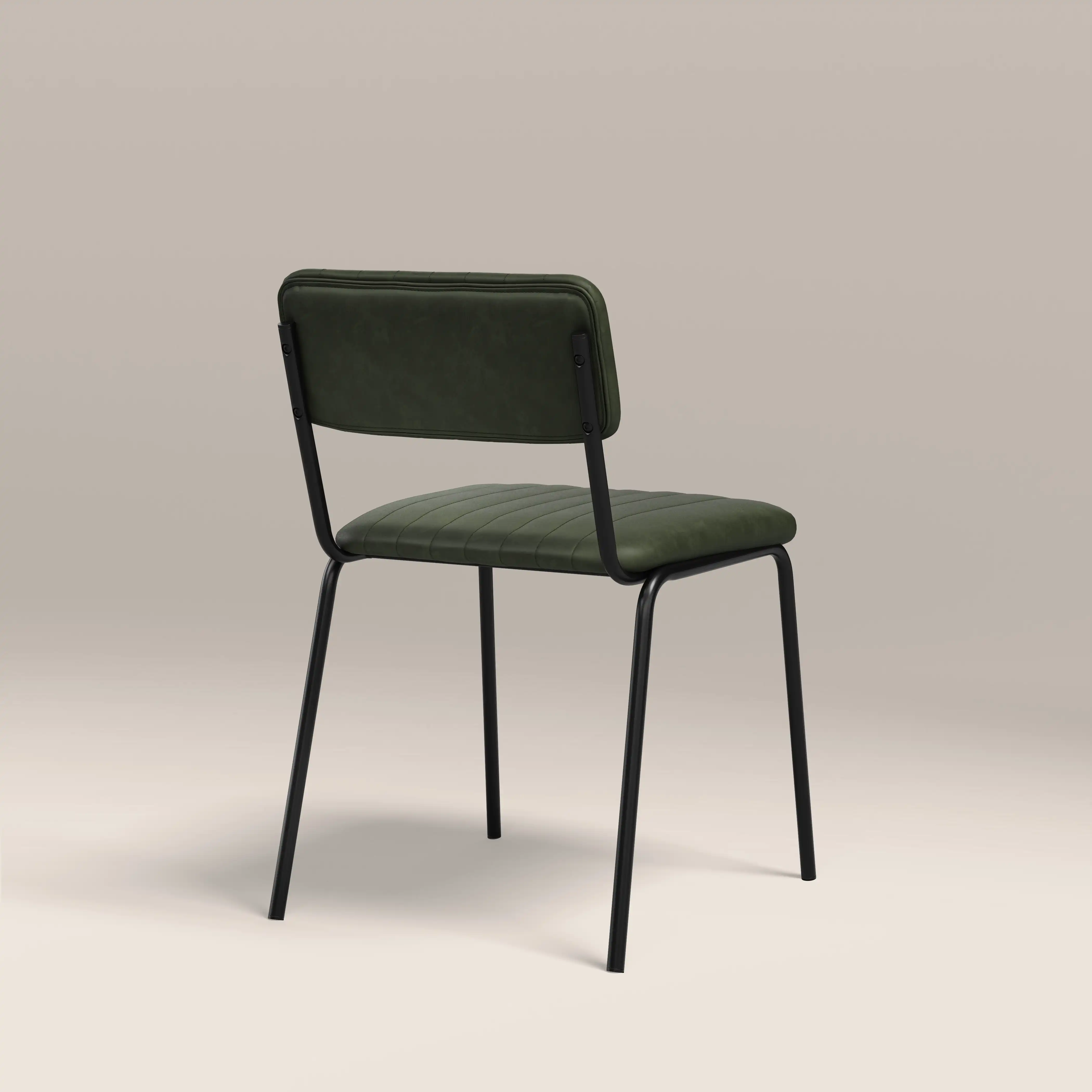 Weston Stackable Dining Chair | Vintage Green Faux Leather & Black - Image 6