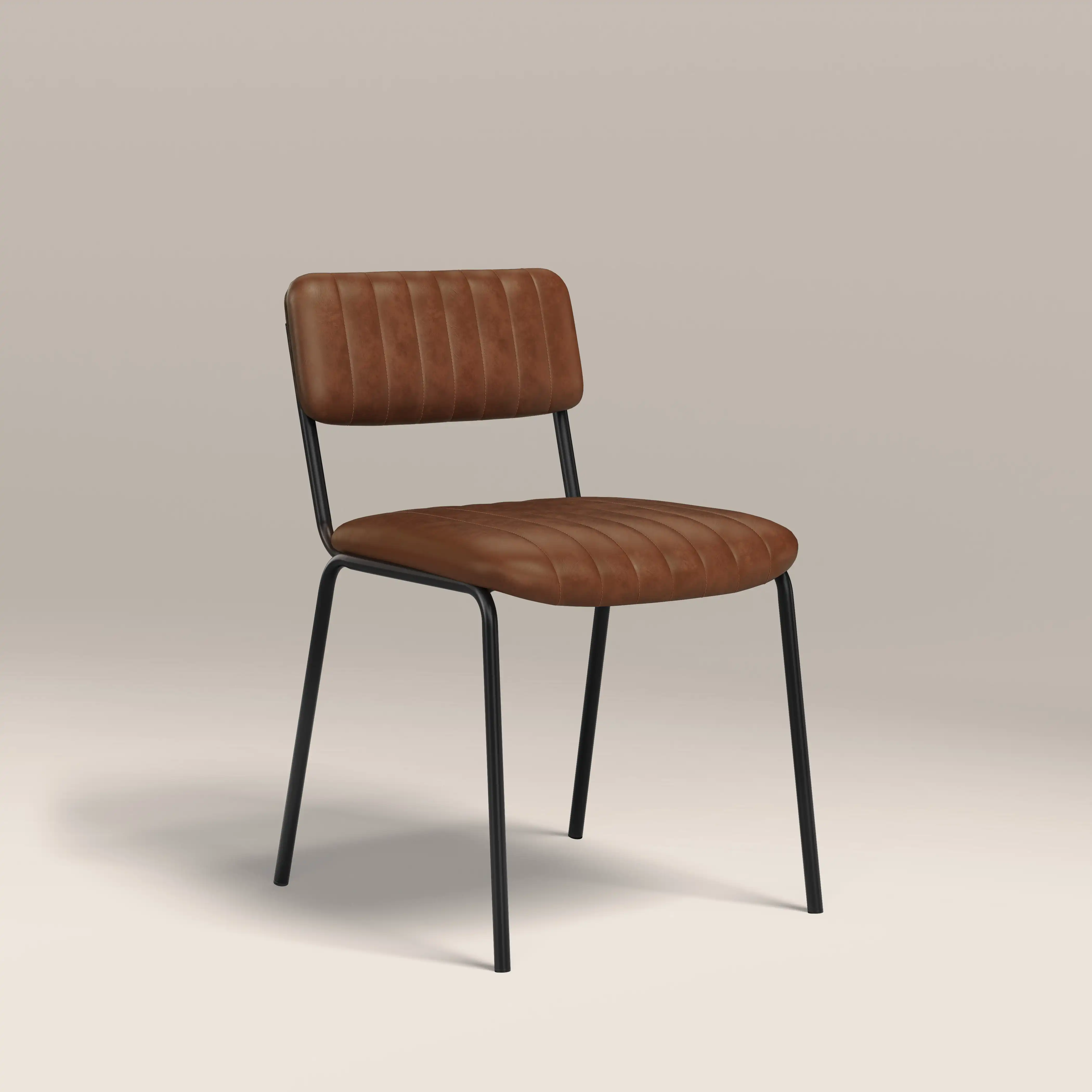 Weston Stackable Dining Chair | Vintage Tan Faux Leather & Black