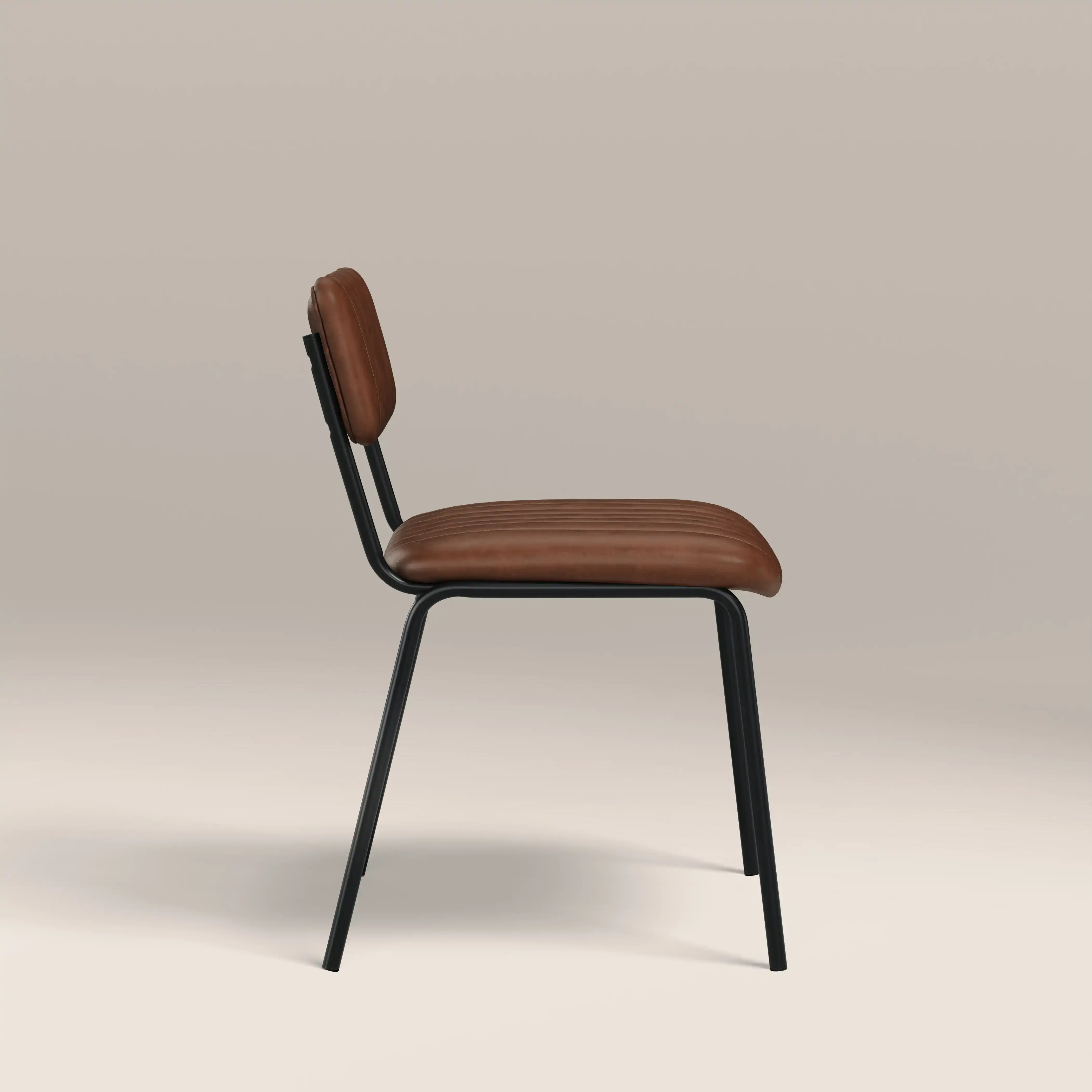 Weston Stackable Dining Chair | Vintage Tan Faux Leather & Black - Image 6