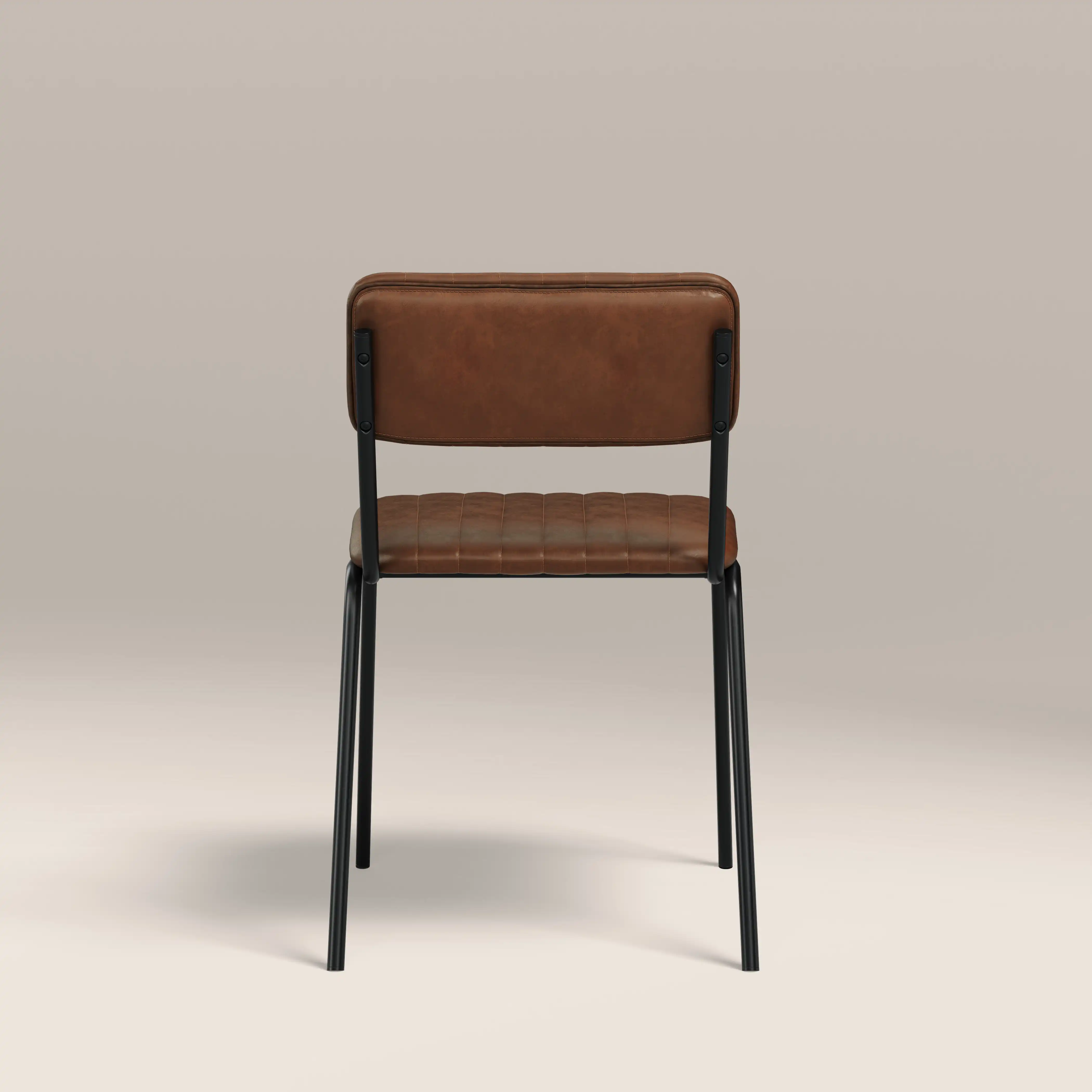 Weston Stackable Dining Chair | Vintage Tan Faux Leather & Black - Image 8