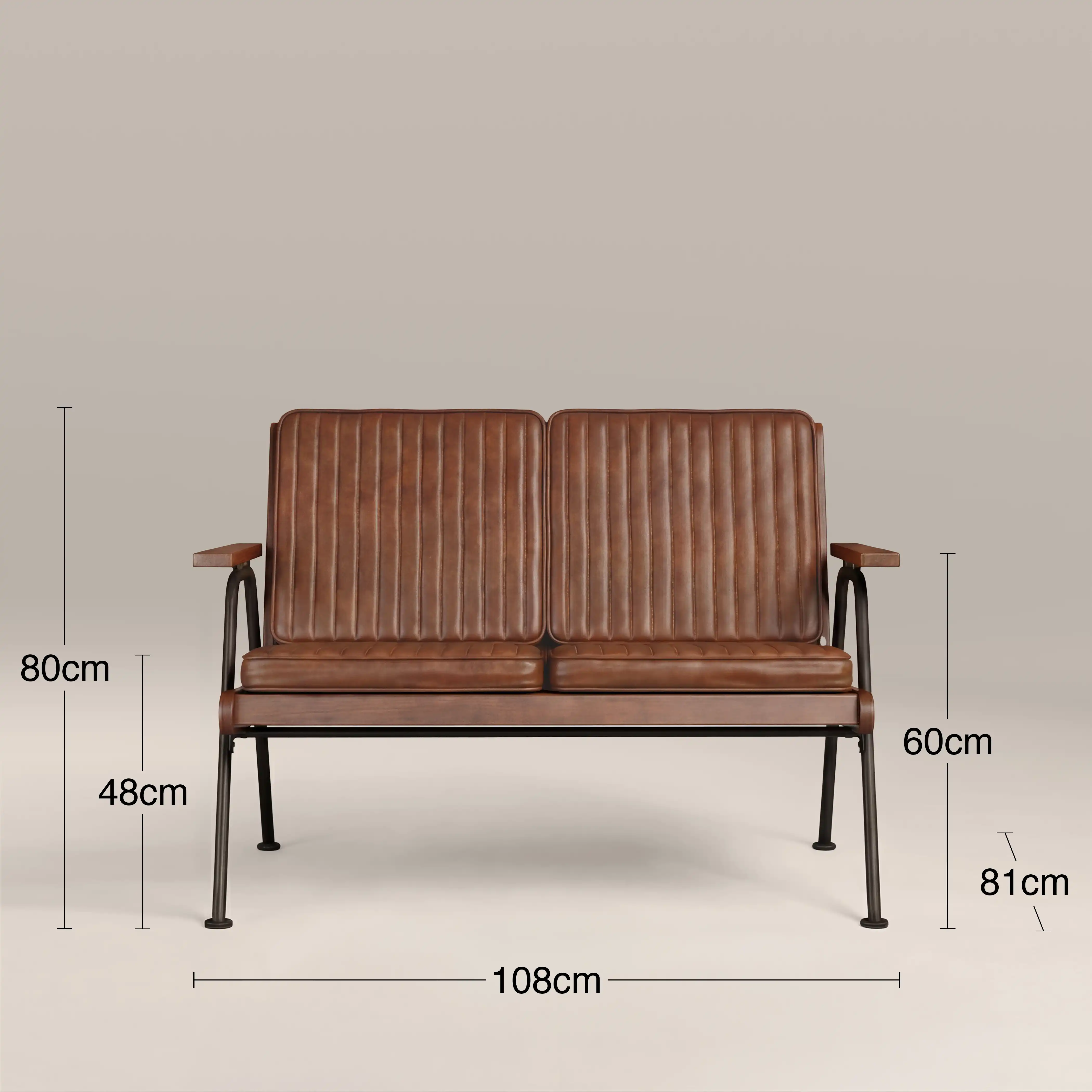 Wickham 2 Seater Sofa | Brown Faux Leather & Walnut - Image 6
