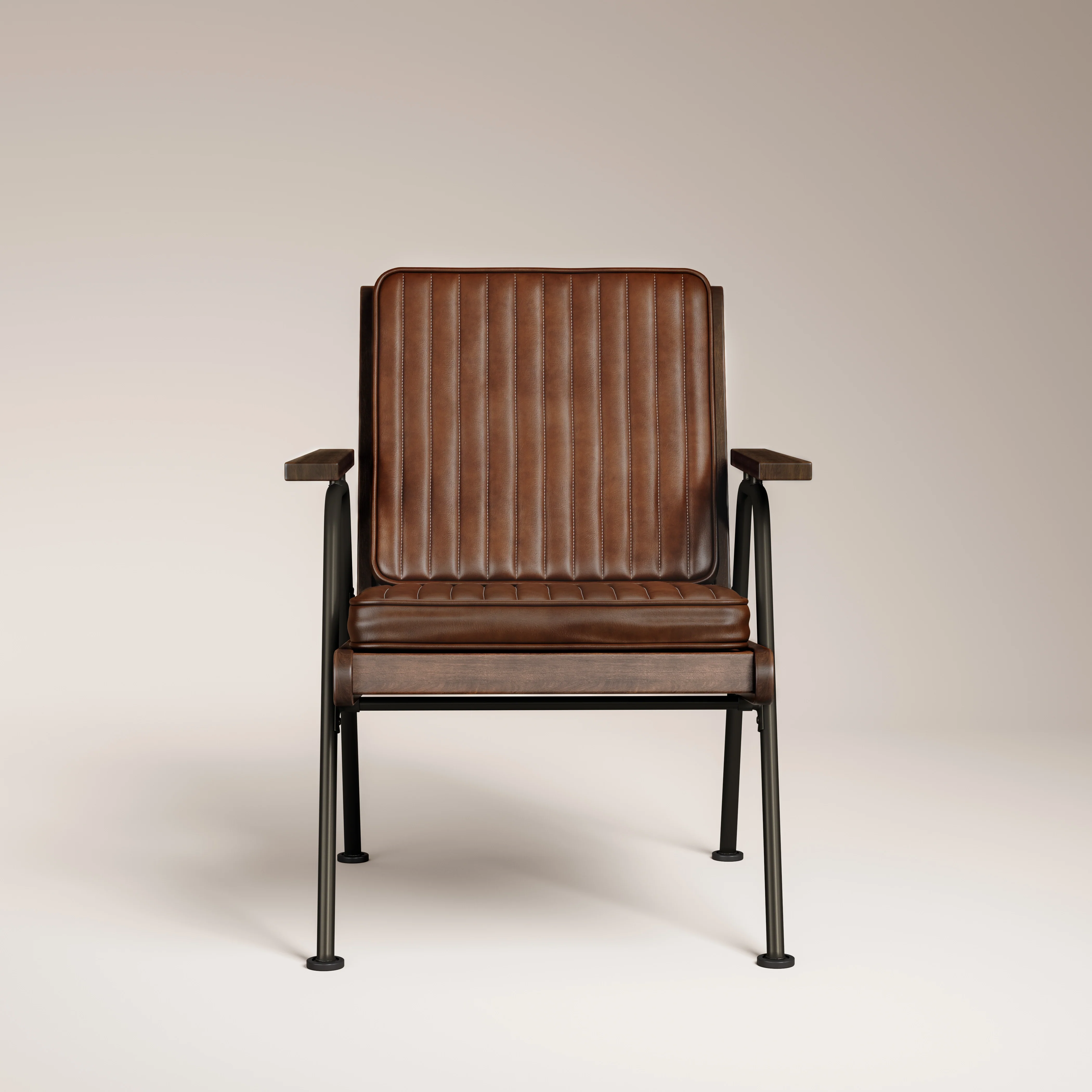 Wickham Armchair | Brown Faux Leather & Walnut - Image 2