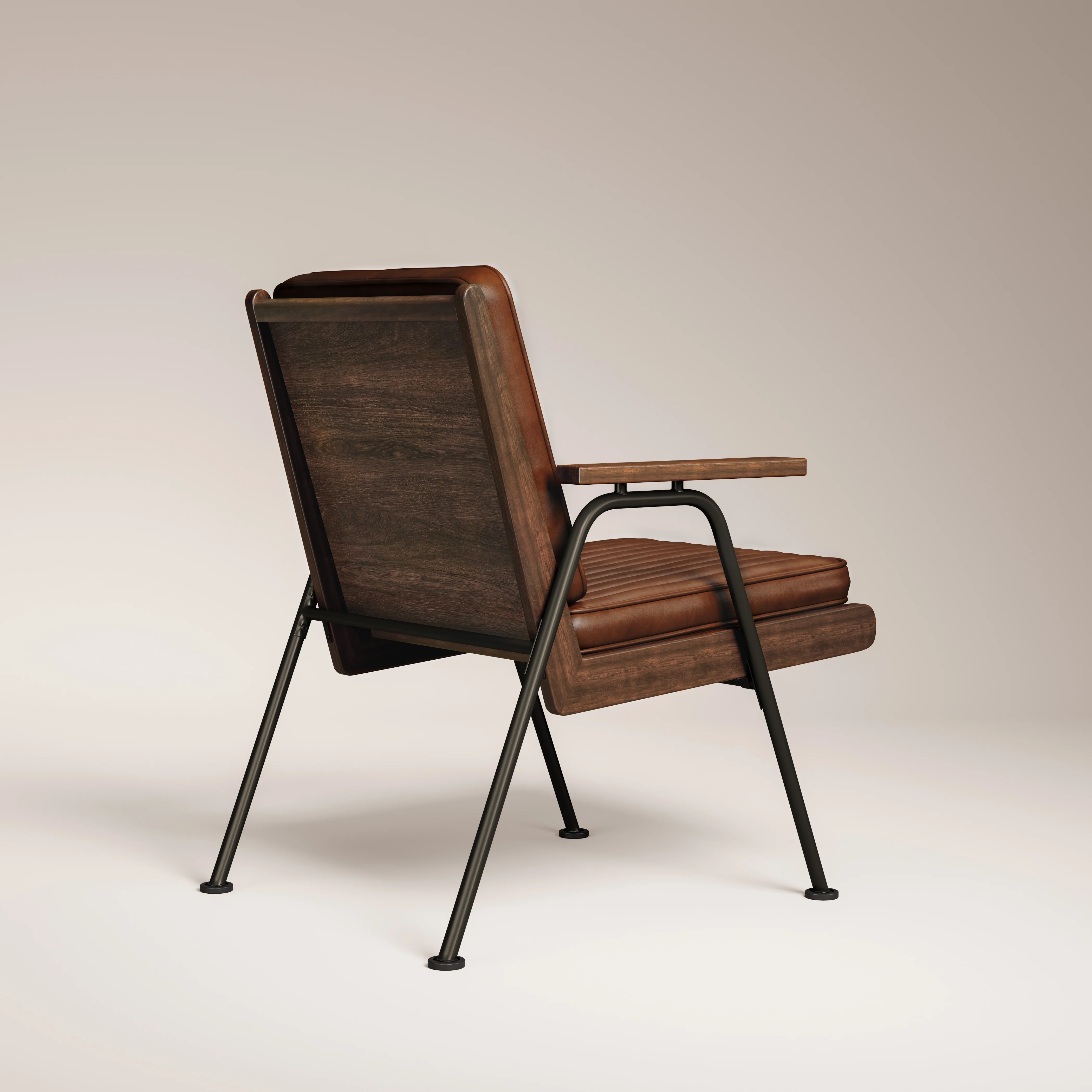 Wickham Armchair | Brown Faux Leather & Walnut - Image 5