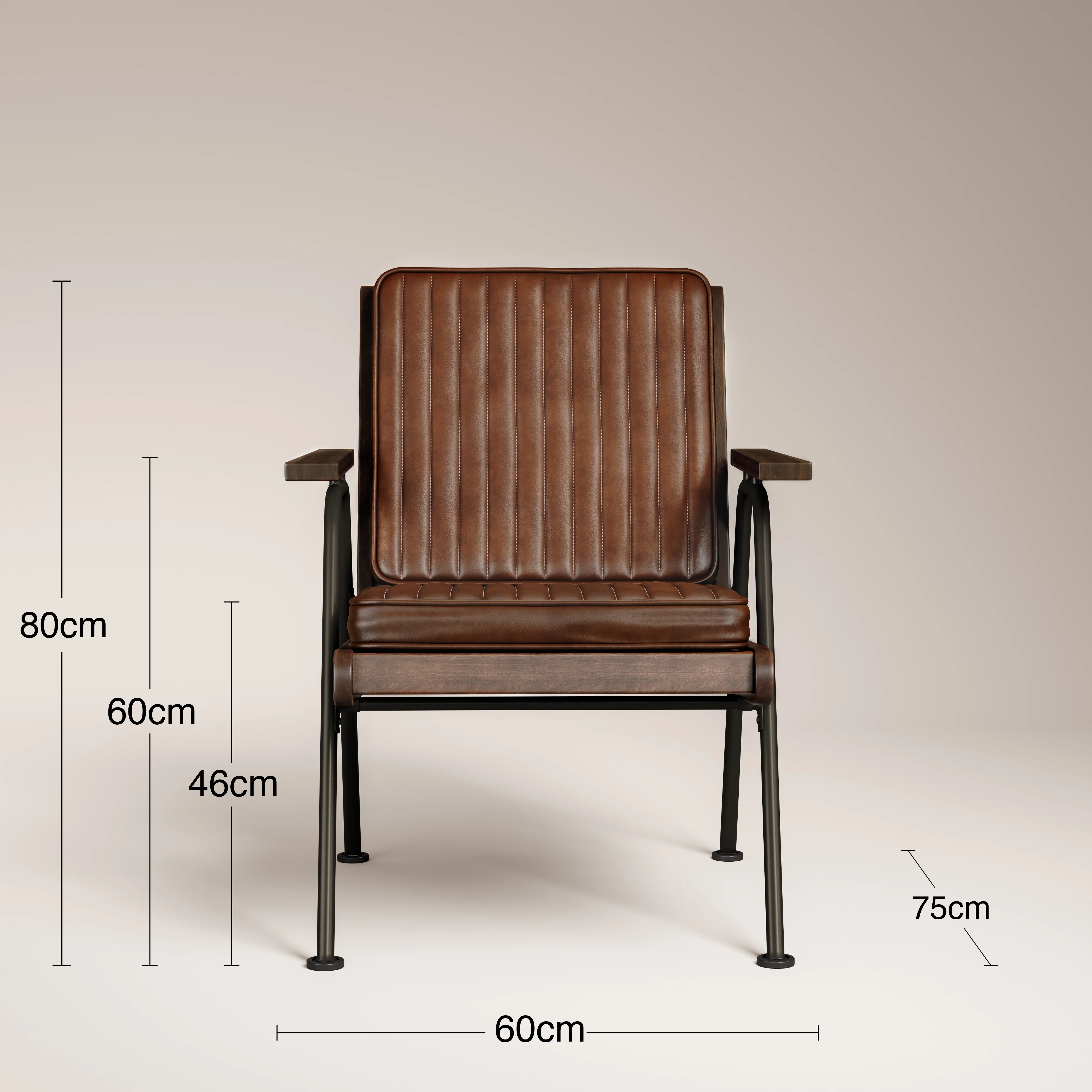 Wickham Armchair | Brown Faux Leather & Walnut - Image 7