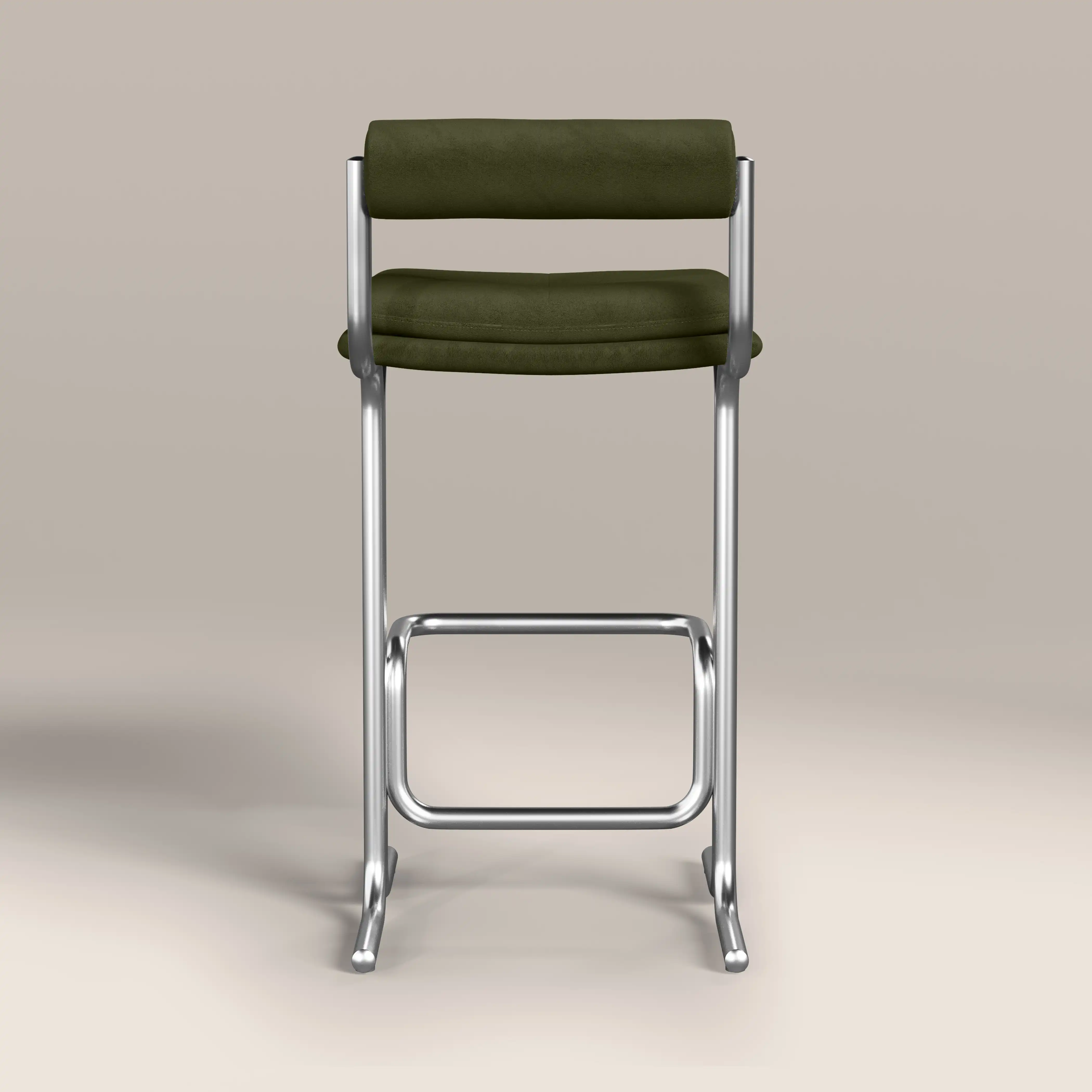 Wilbur Bar Stool | Olive Green Sustainable Velvet & Brushed Chrome - Image 5