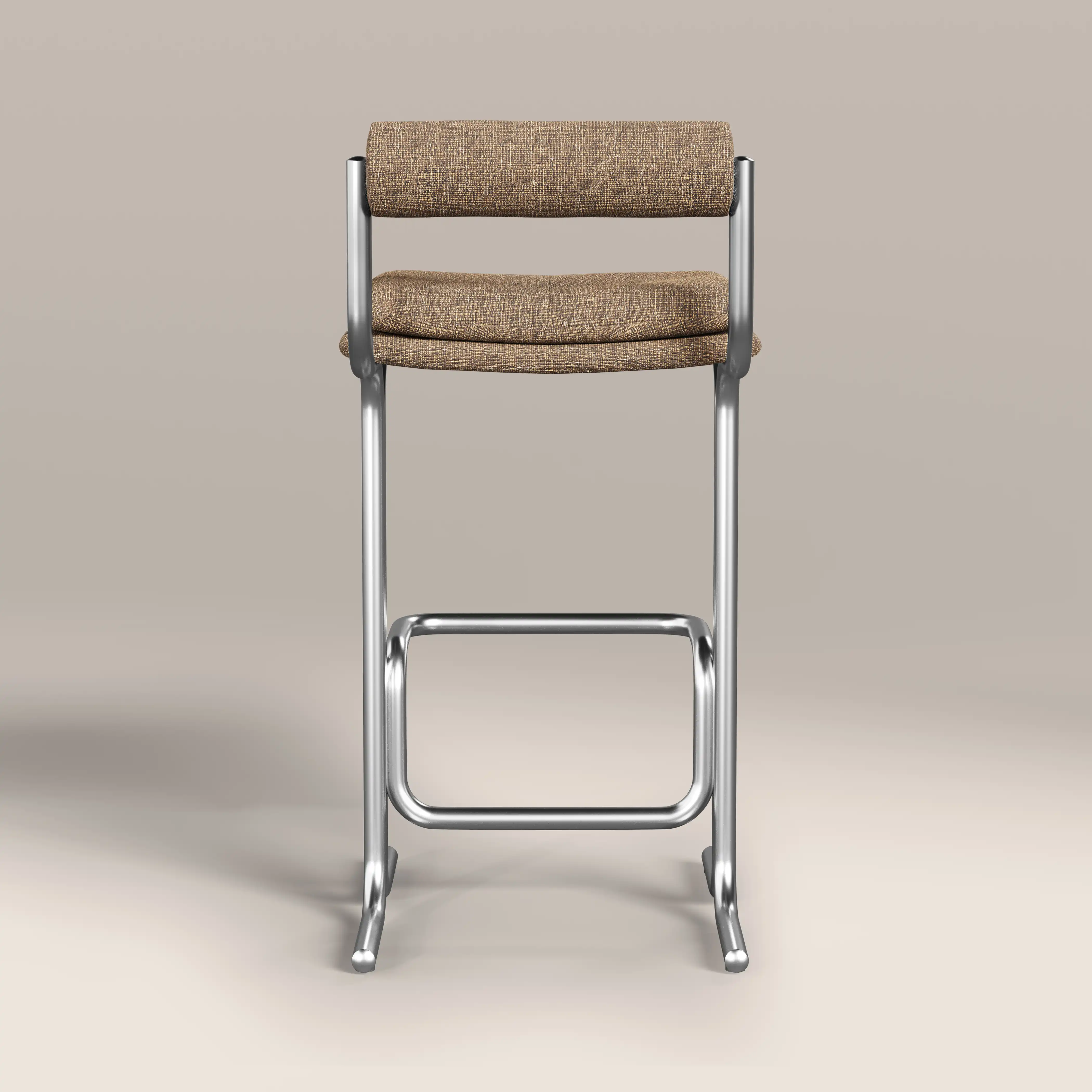 Wilbur Bar Stool | Speckled Cappuccino Boucle & Brushed Chrome - Image 5